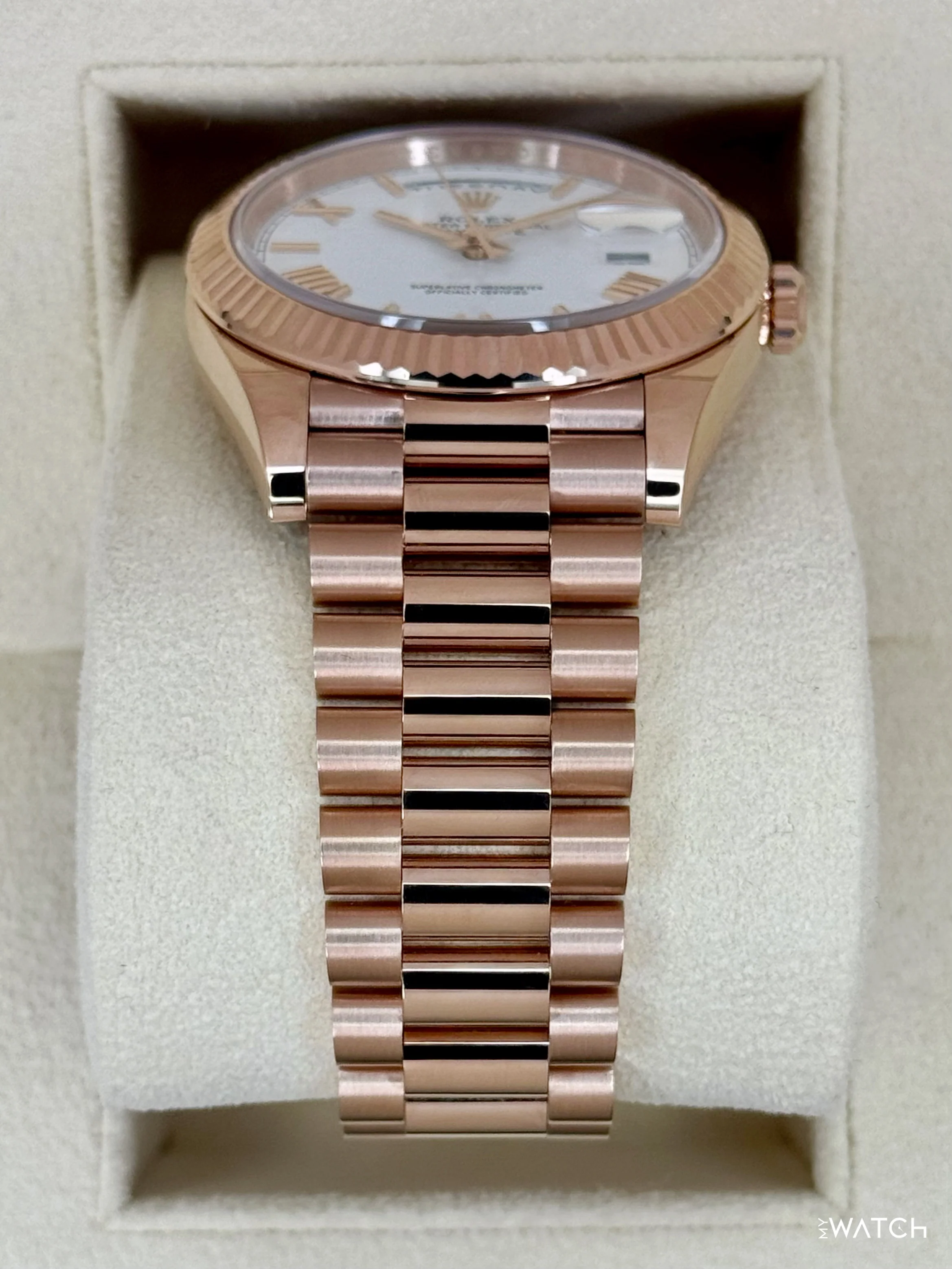 2024 Rolex Day-Date 228235 Presidential Rose Gold White Dial - Image 3