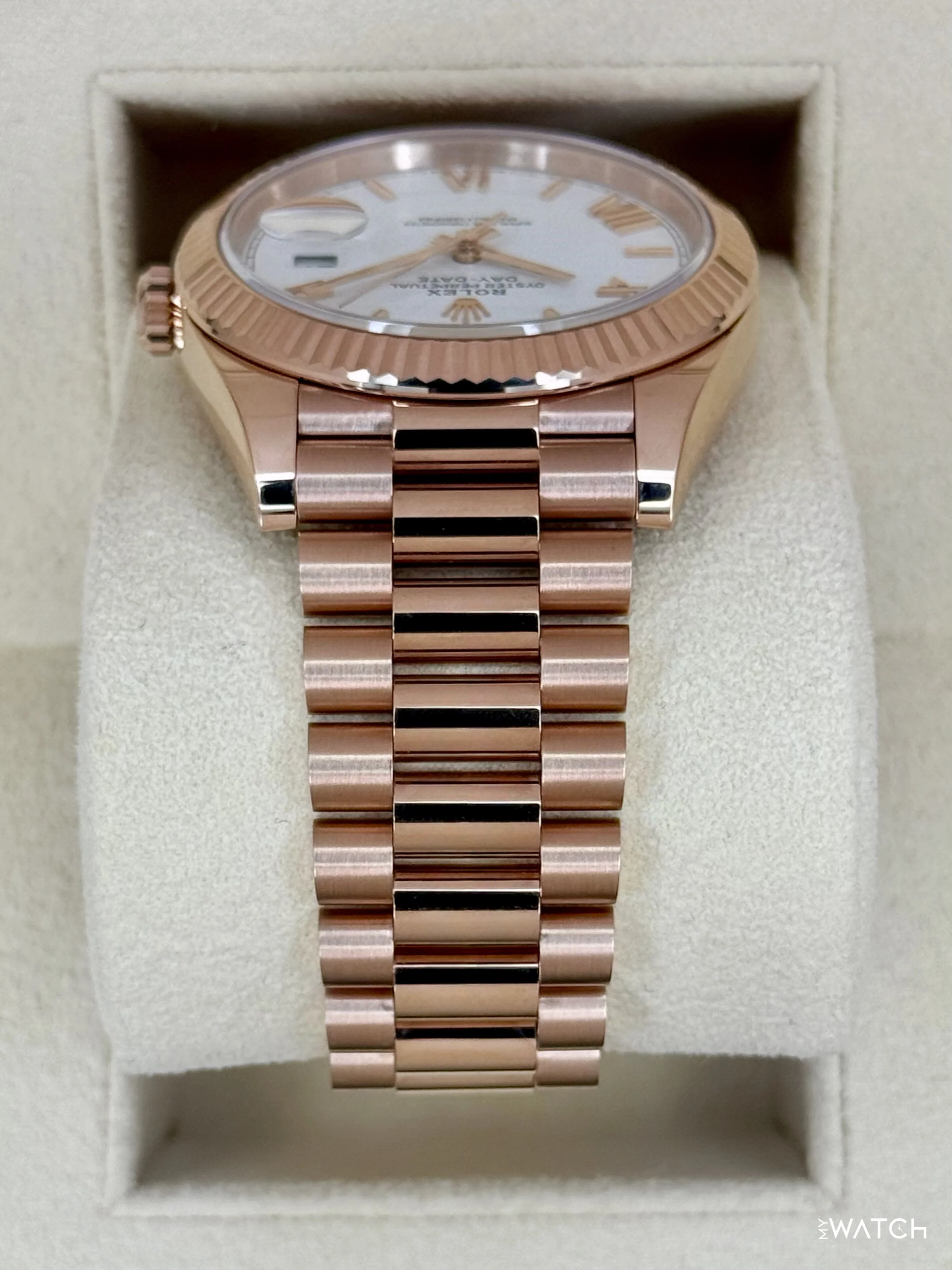 2024 Rolex Day-Date 228235 Presidential Rose Gold White Dial - Image 4