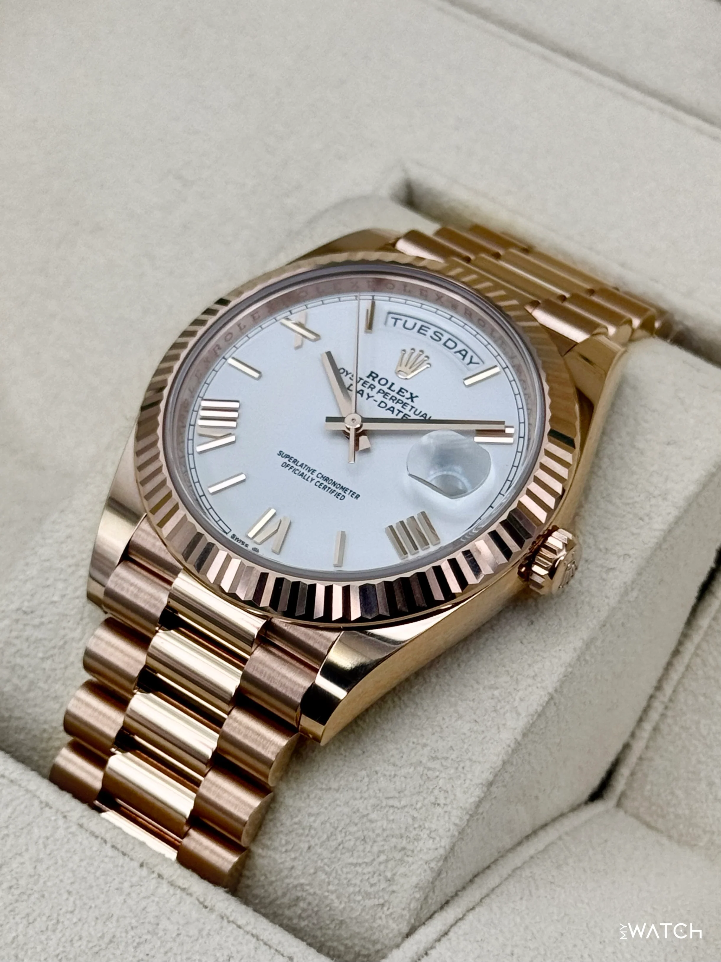 2024 Rolex Day-Date 228235 Presidential Rose Gold White Dial - Image 5
