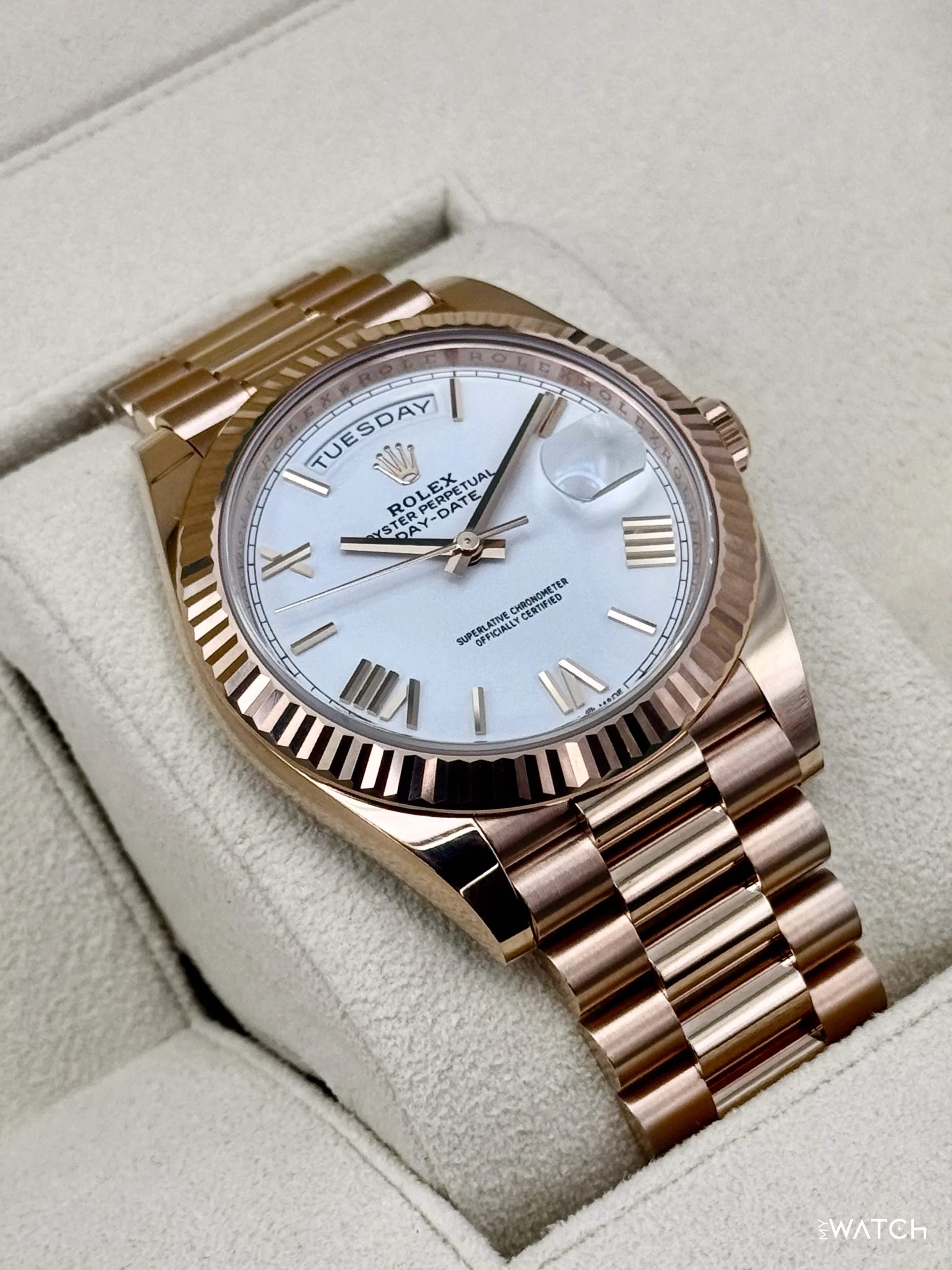 2024 Rolex Day-Date 228235 Presidential Rose Gold White Dial - Image 6