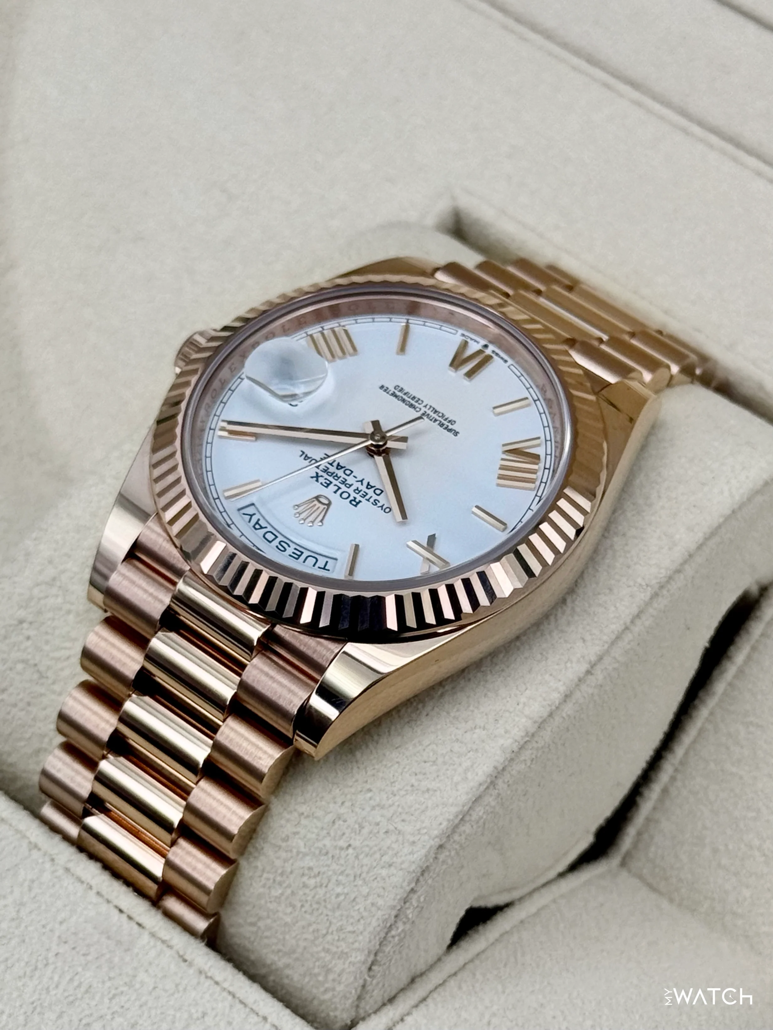2024 Rolex Day-Date 228235 Presidential Rose Gold White Dial - Image 7