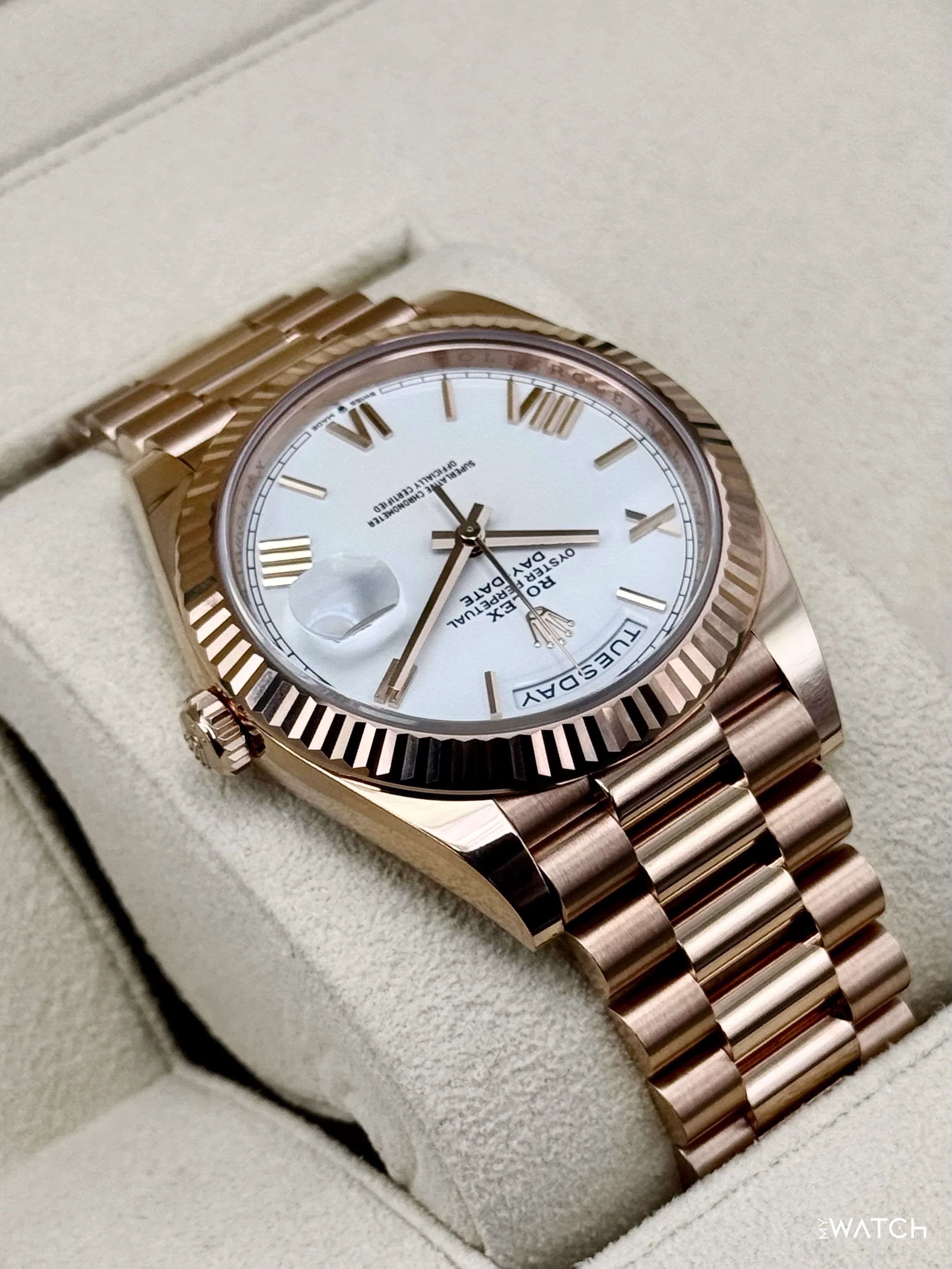 2024 Rolex Day-Date 228235 Presidential Rose Gold White Dial - Image 8