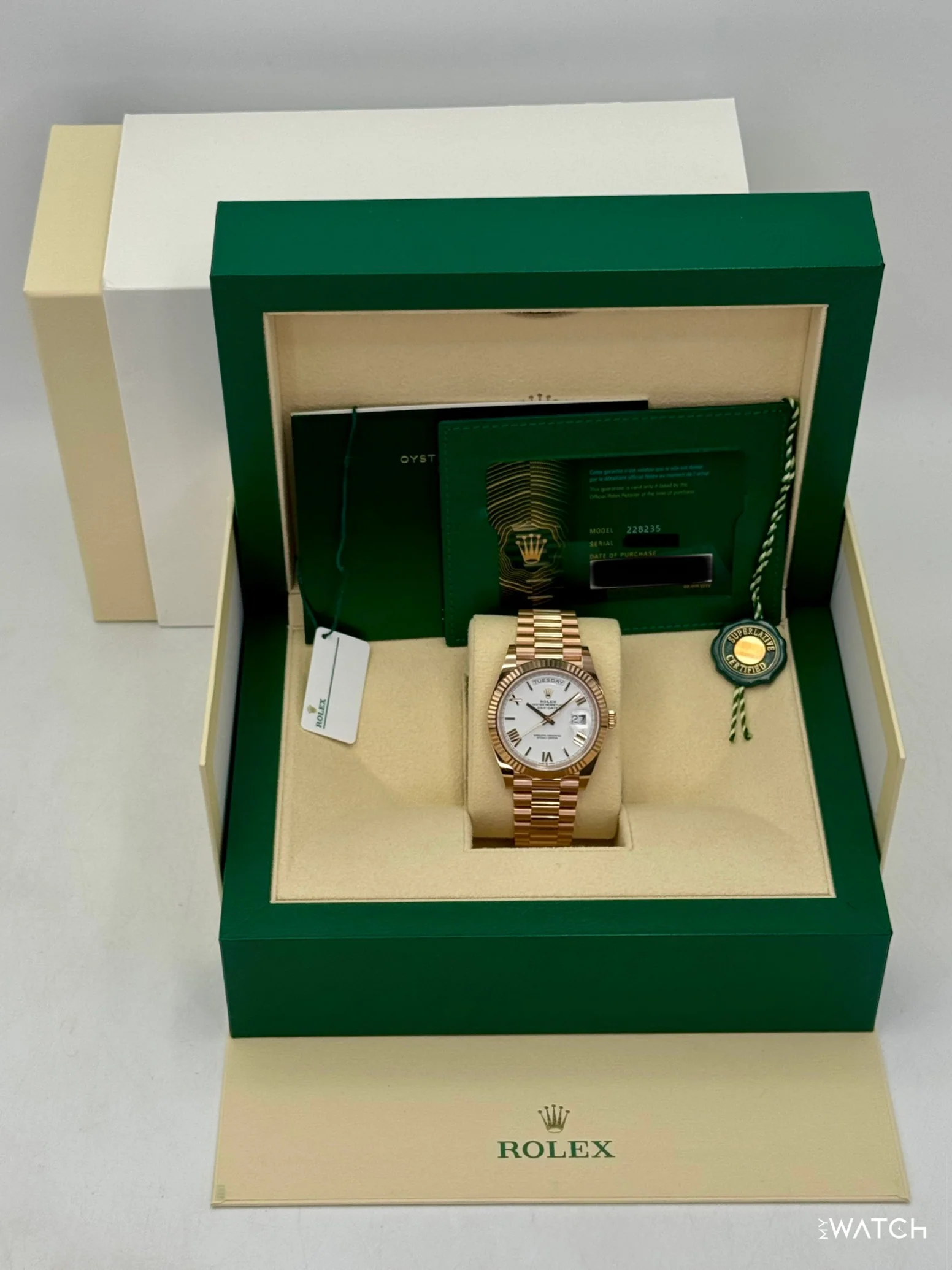 2024 Rolex Day-Date 228235 Presidential Rose Gold White Dial - Image 9