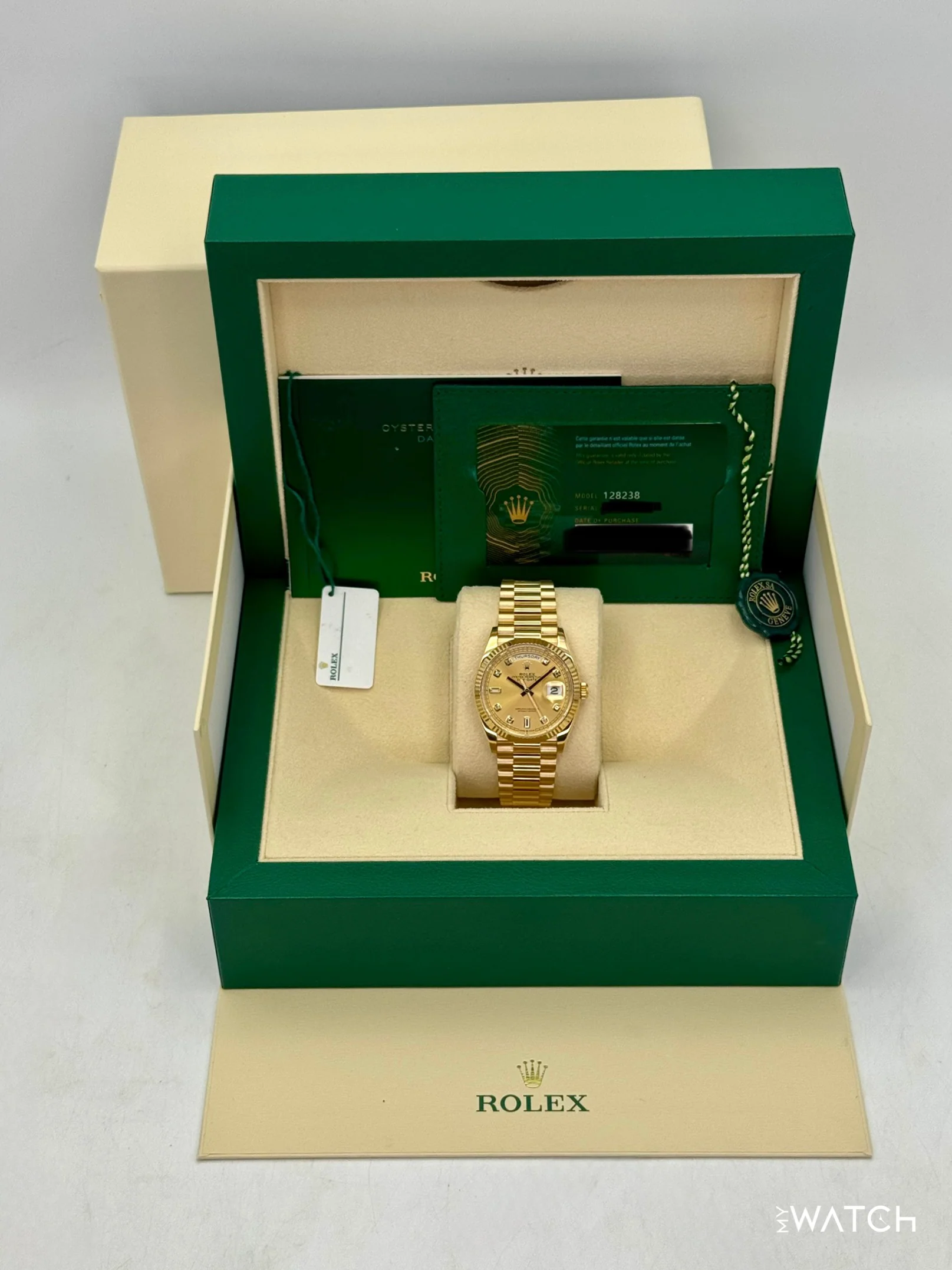 2024 Rolex Day-Date 36mm 128238 Presidential Champagne Diamond Dial - Image 9