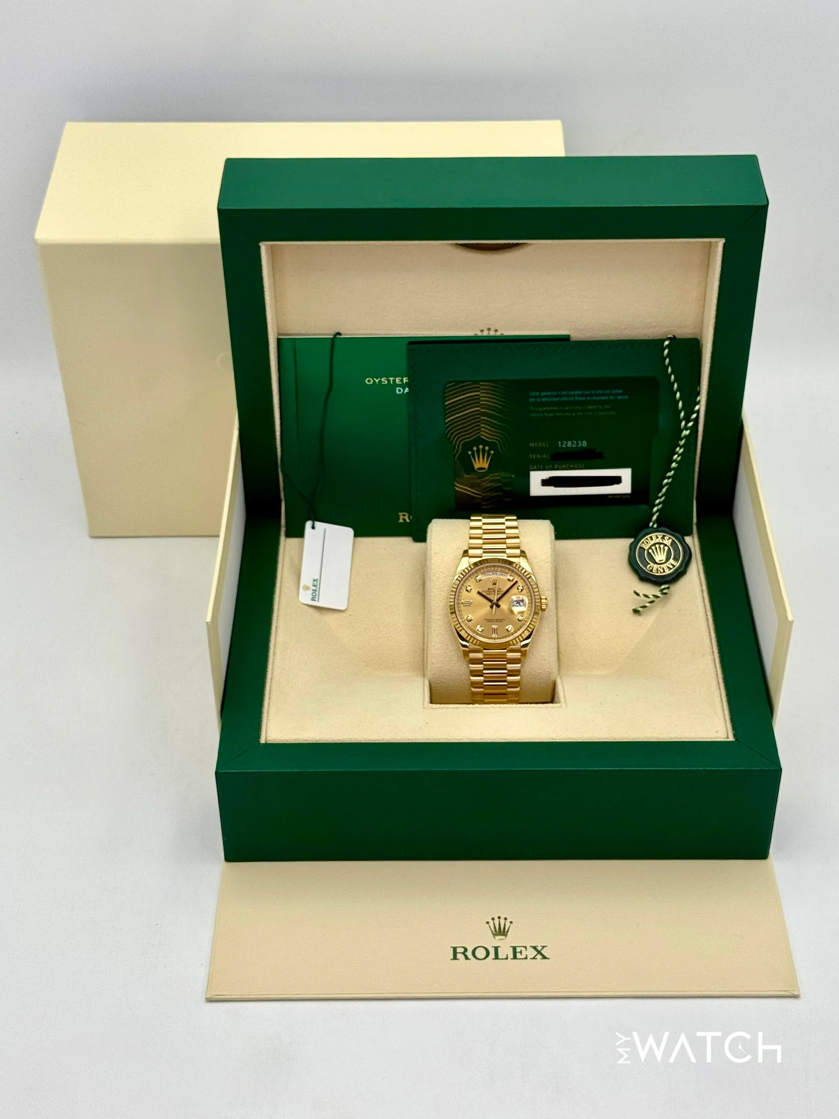 2024 Rolex Day-Date 36mm 128238 Presidential Champagne Diamond Dial - Image 9