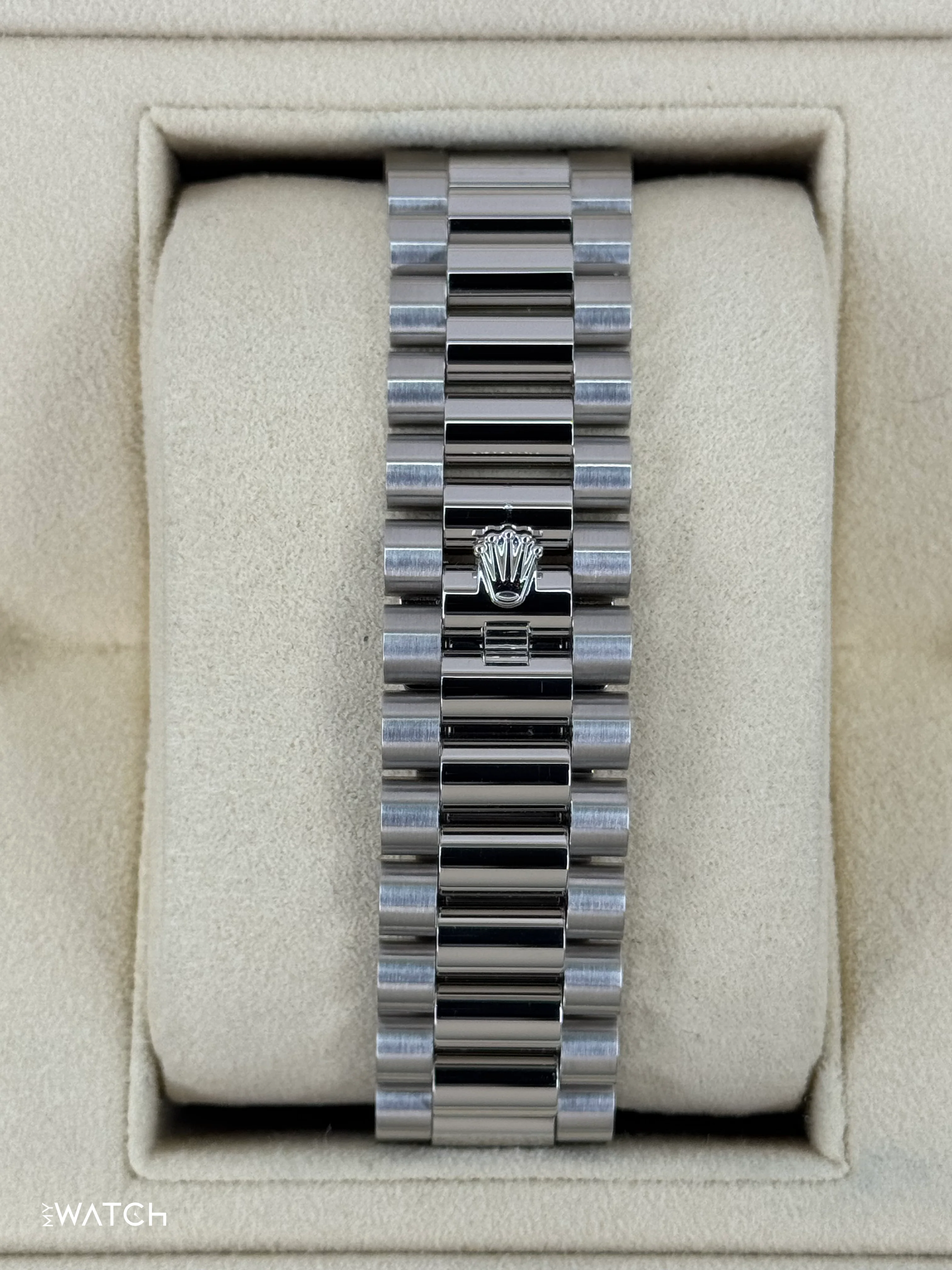 2024 Rolex Day-Date 40mm 228206 Platinum Blue Motif Dial - Image 2