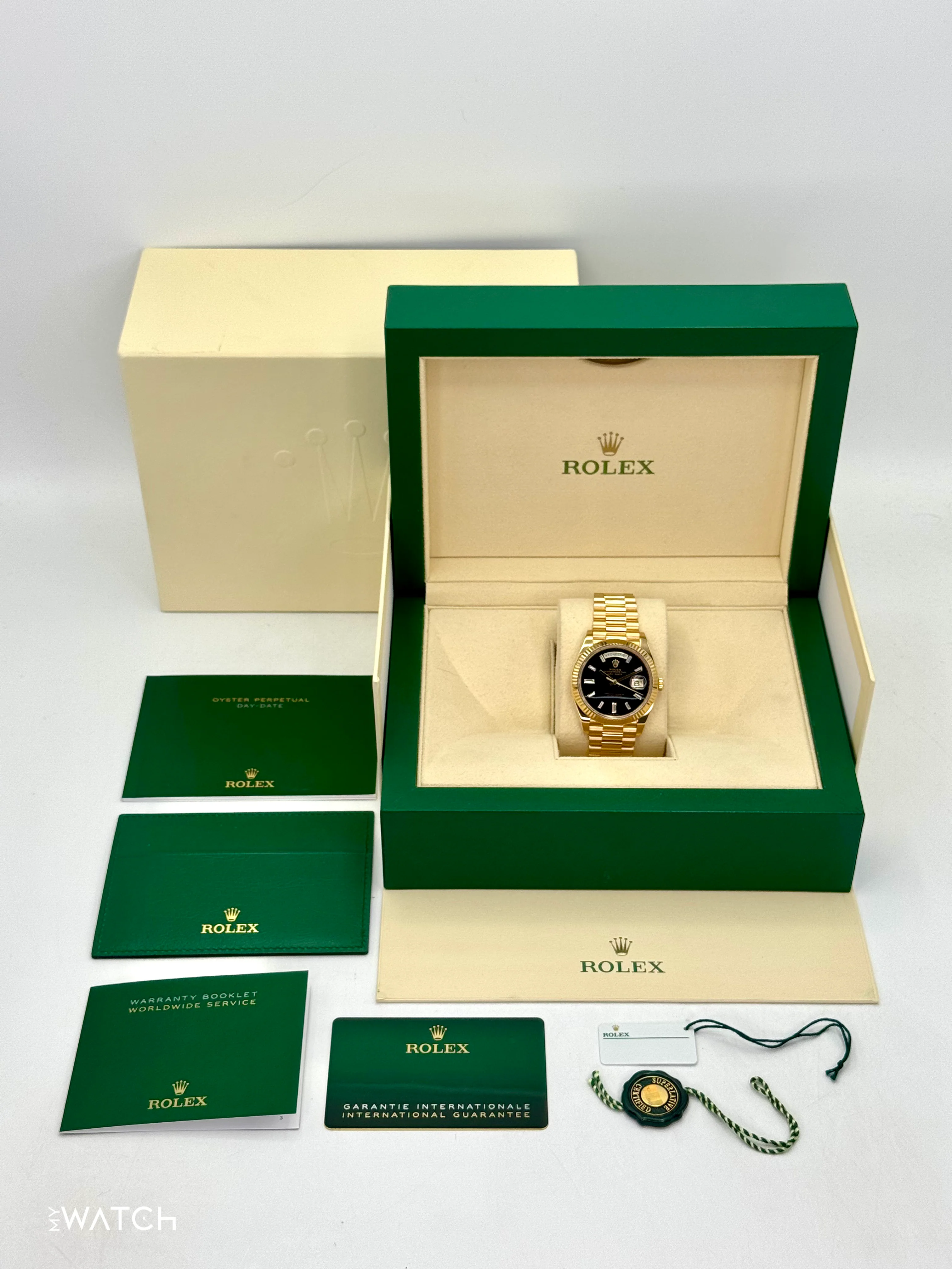 2024 Rolex Day-Date 40mm 228238 Yellow Gold Black Onyx Diamond Dial - Image 10