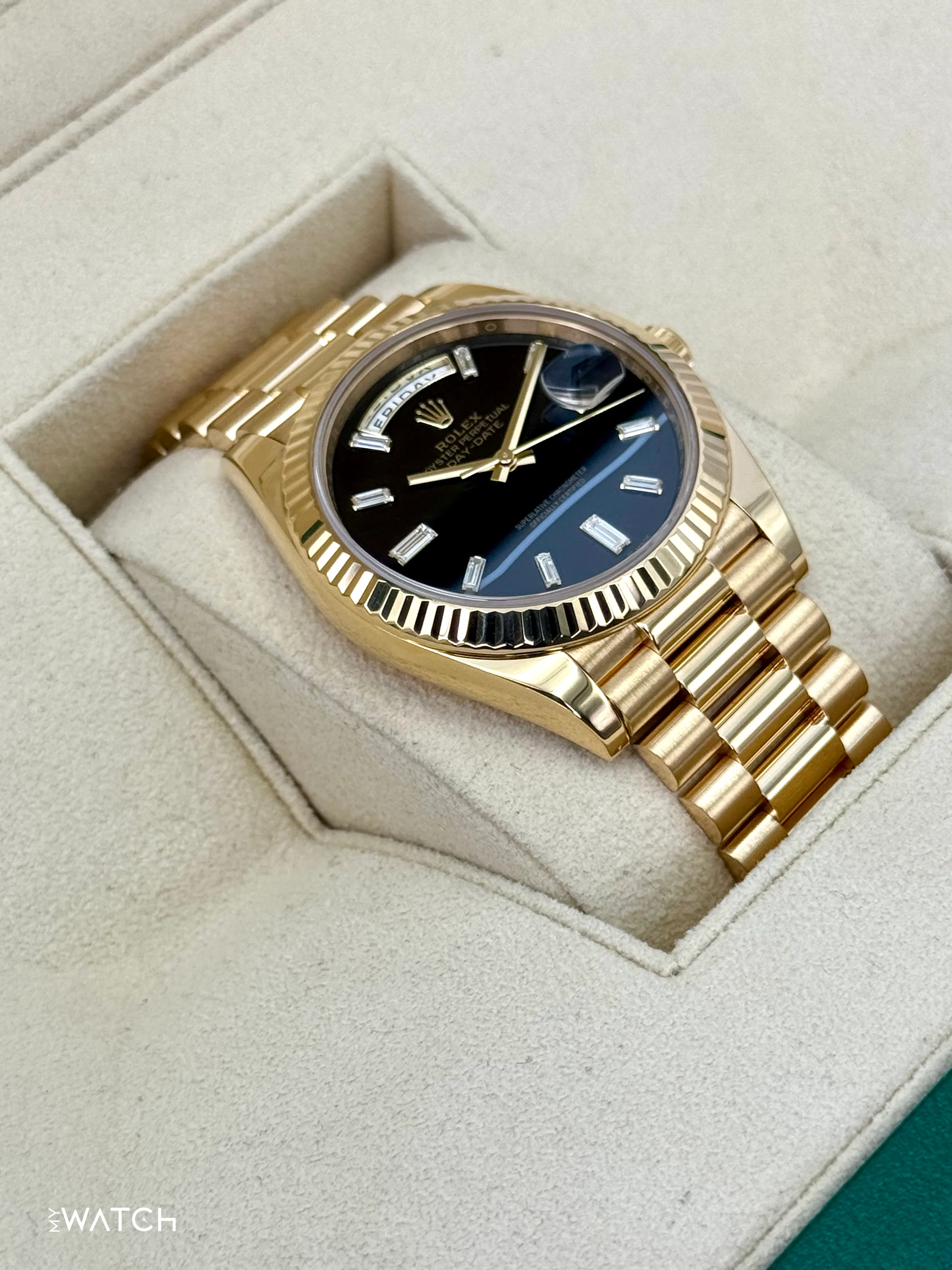 2024 Rolex Day-Date 40mm 228238 Yellow Gold Black Onyx Diamond Dial - Image 6