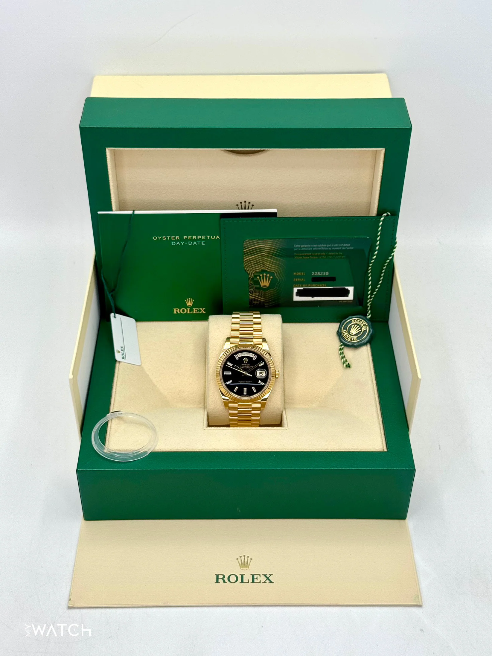 2024 Rolex Day-Date 40mm 228238 Yellow Gold Black Onyx Diamond Dial - Image 9