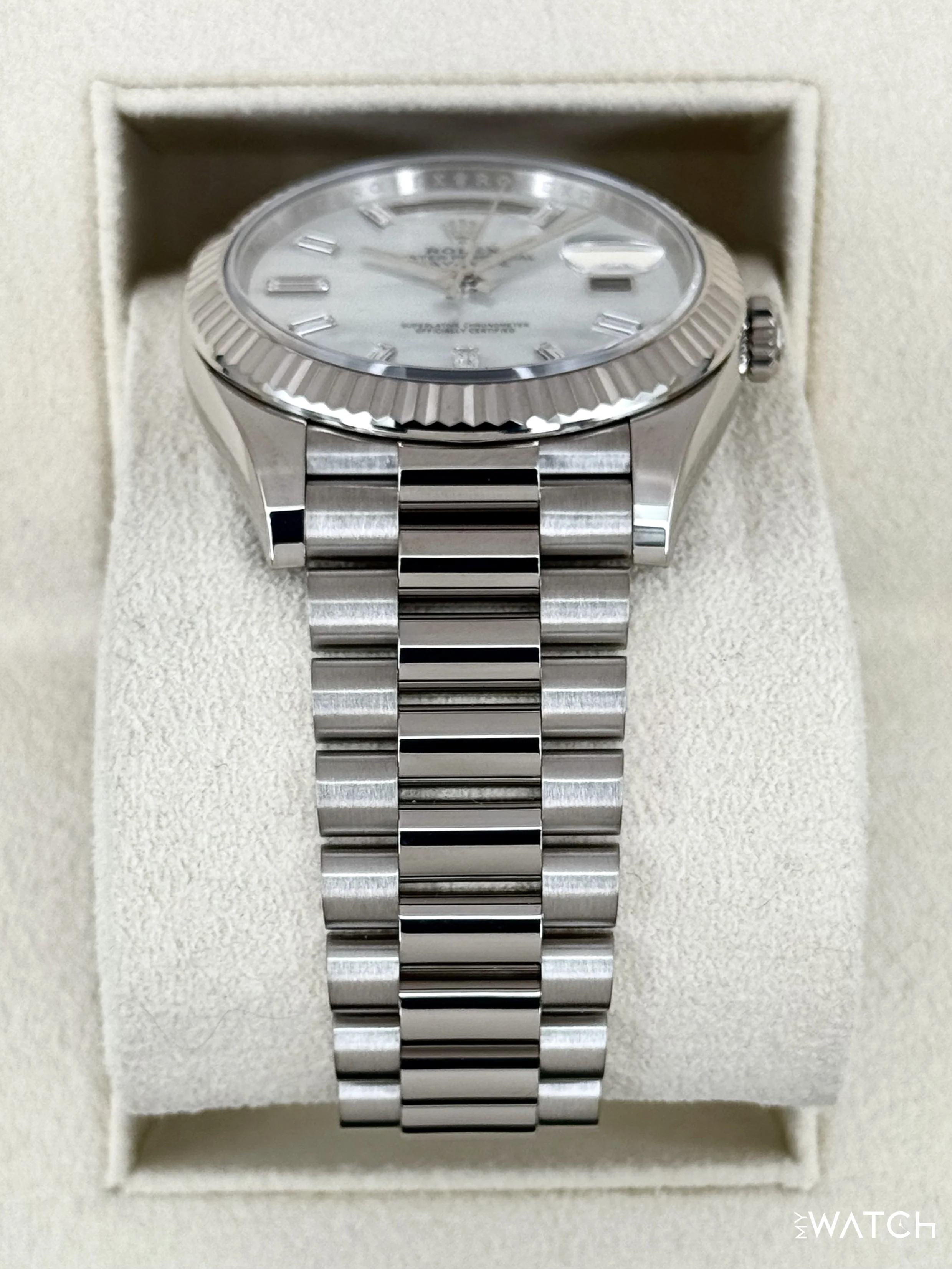 2024 Rolex Day-Date 40mm 228239 Presidential White Gold MOP Diamond Dial - Image 3
