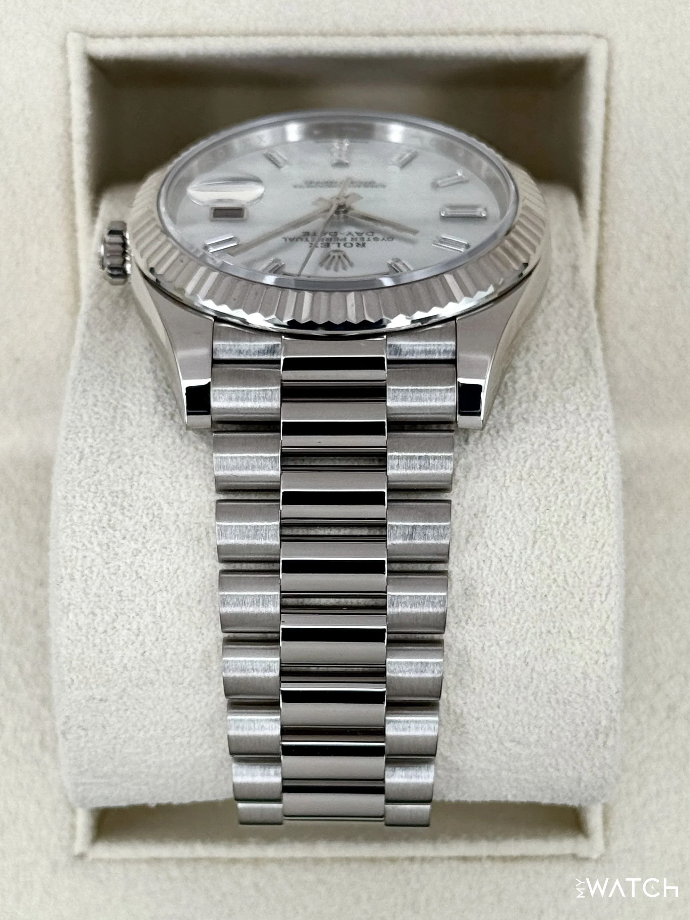 2024 Rolex Day-Date 40mm 228239 Presidential White Gold MOP Diamond Dial - Image 4