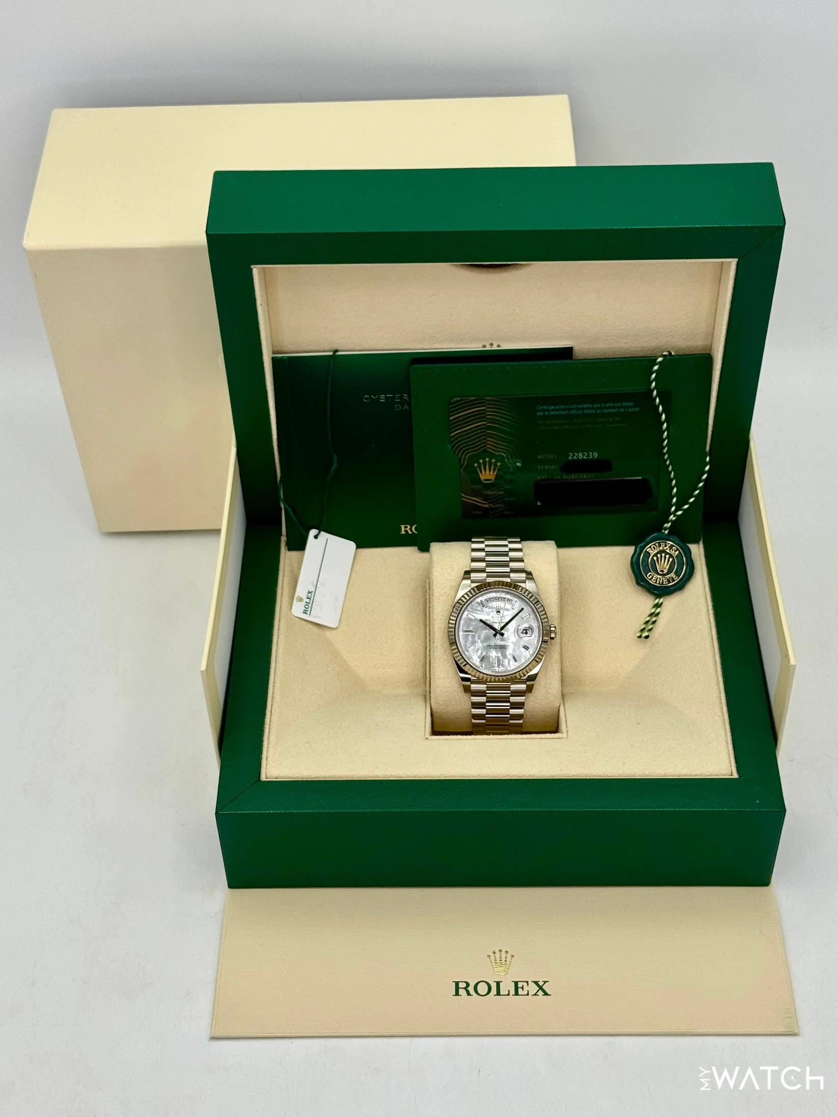 2024 Rolex Day-Date 40mm 228239 Presidential White Gold MOP Diamond Dial - Image 9
