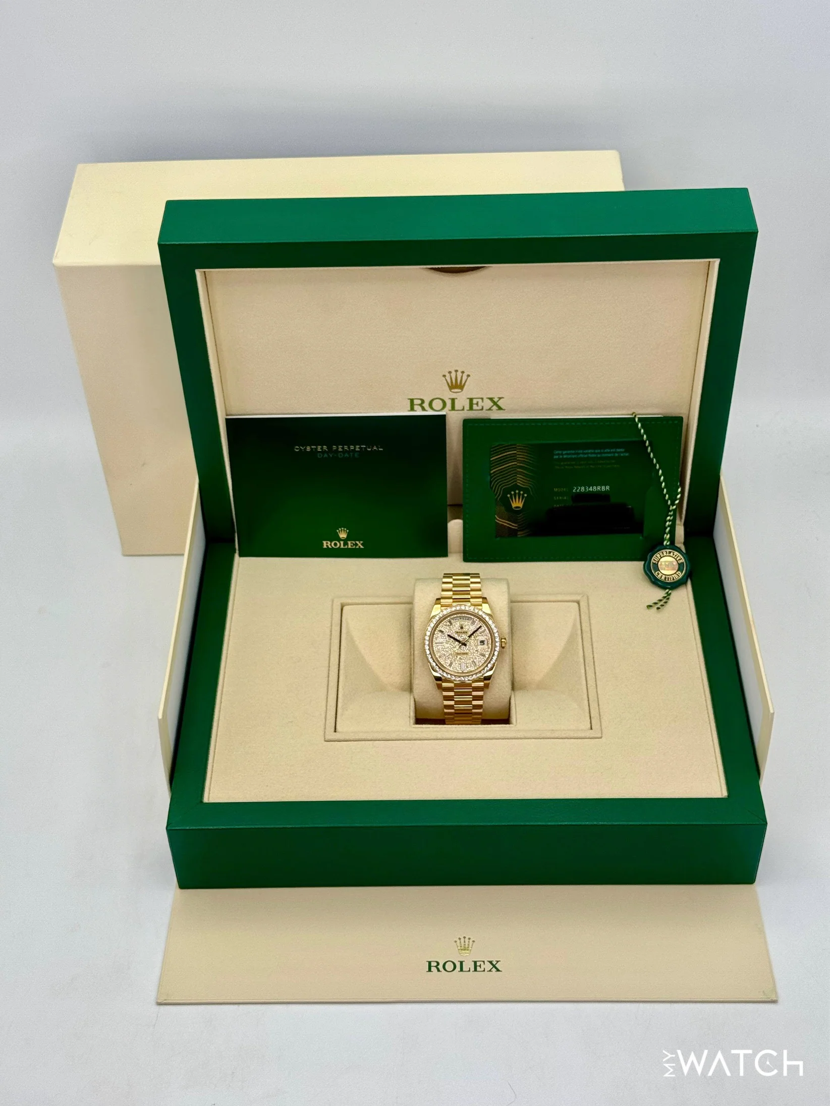 2024 Rolex Day-Date 40mm 228348RBR Diamond Paved Dial - Image 9