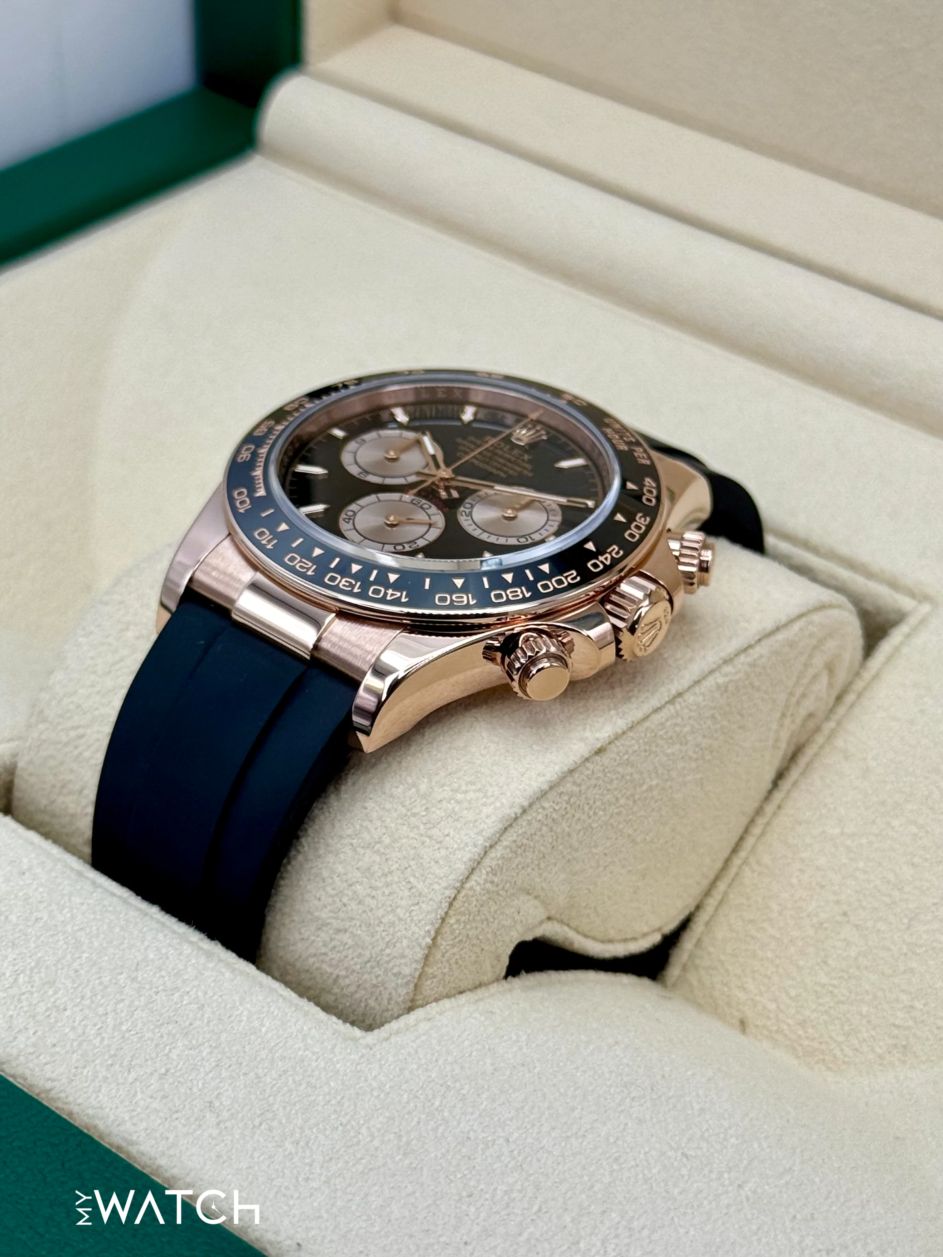 2024 Rolex Daytona 40mm 126515LN Rose Gold Oysterflex Black Dial - Image 5