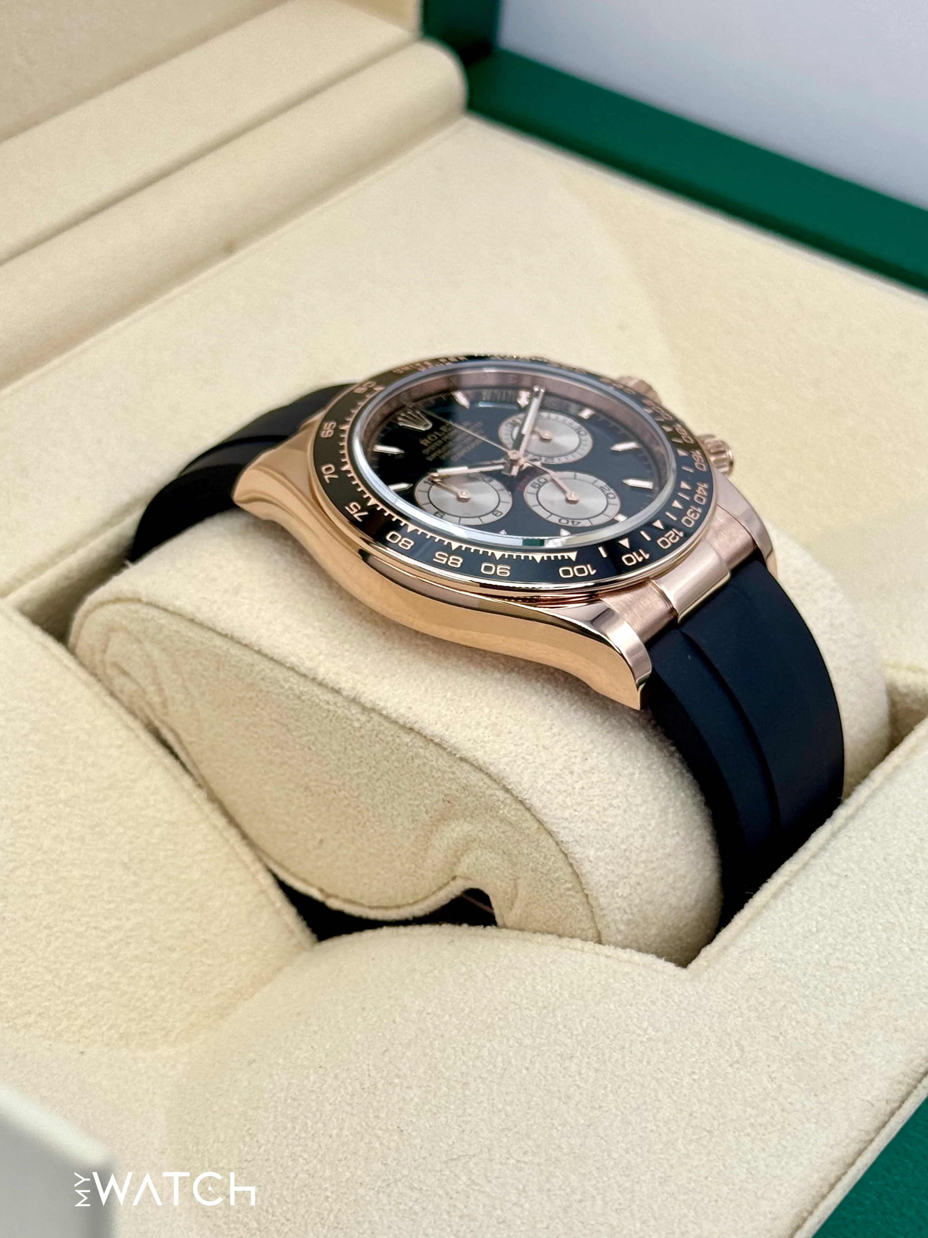 2024 Rolex Daytona 40mm 126515LN Rose Gold Oysterflex Black Dial - Image 6