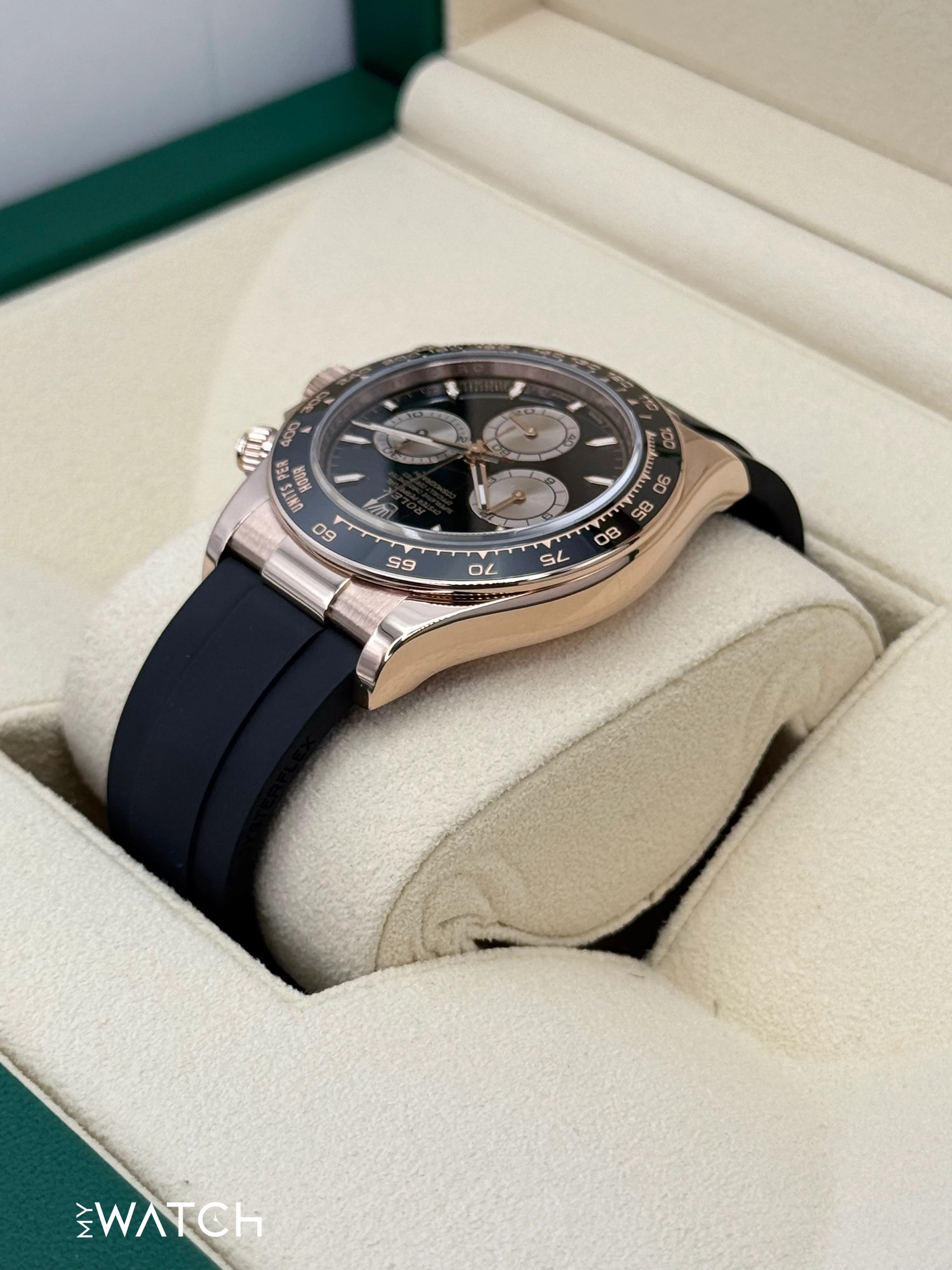 2024 Rolex Daytona 40mm 126515LN Rose Gold Oysterflex Black Dial - Image 7