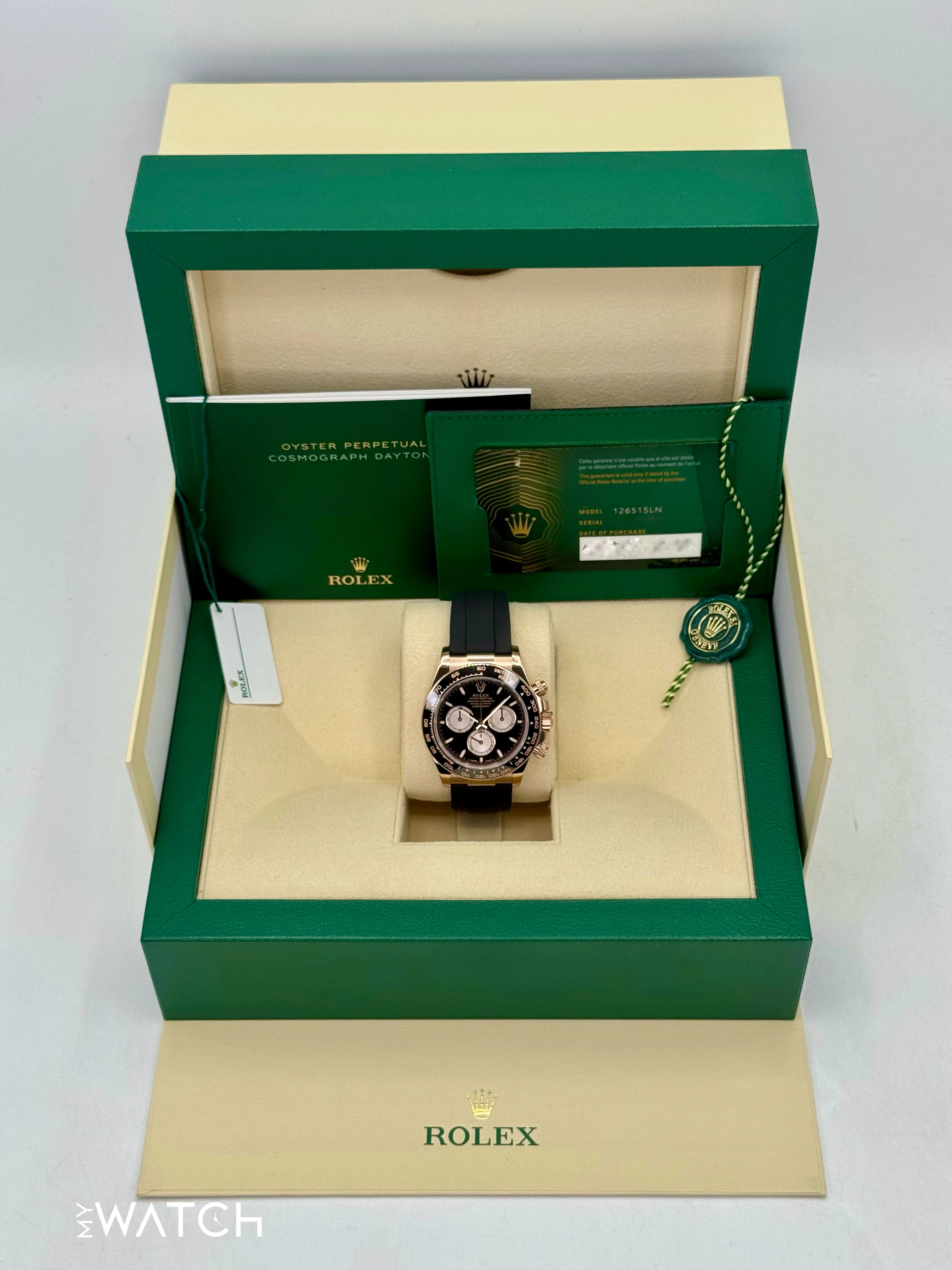 2024 Rolex Daytona 40mm 126515LN Rose Gold Oysterflex Black Dial - Image 9