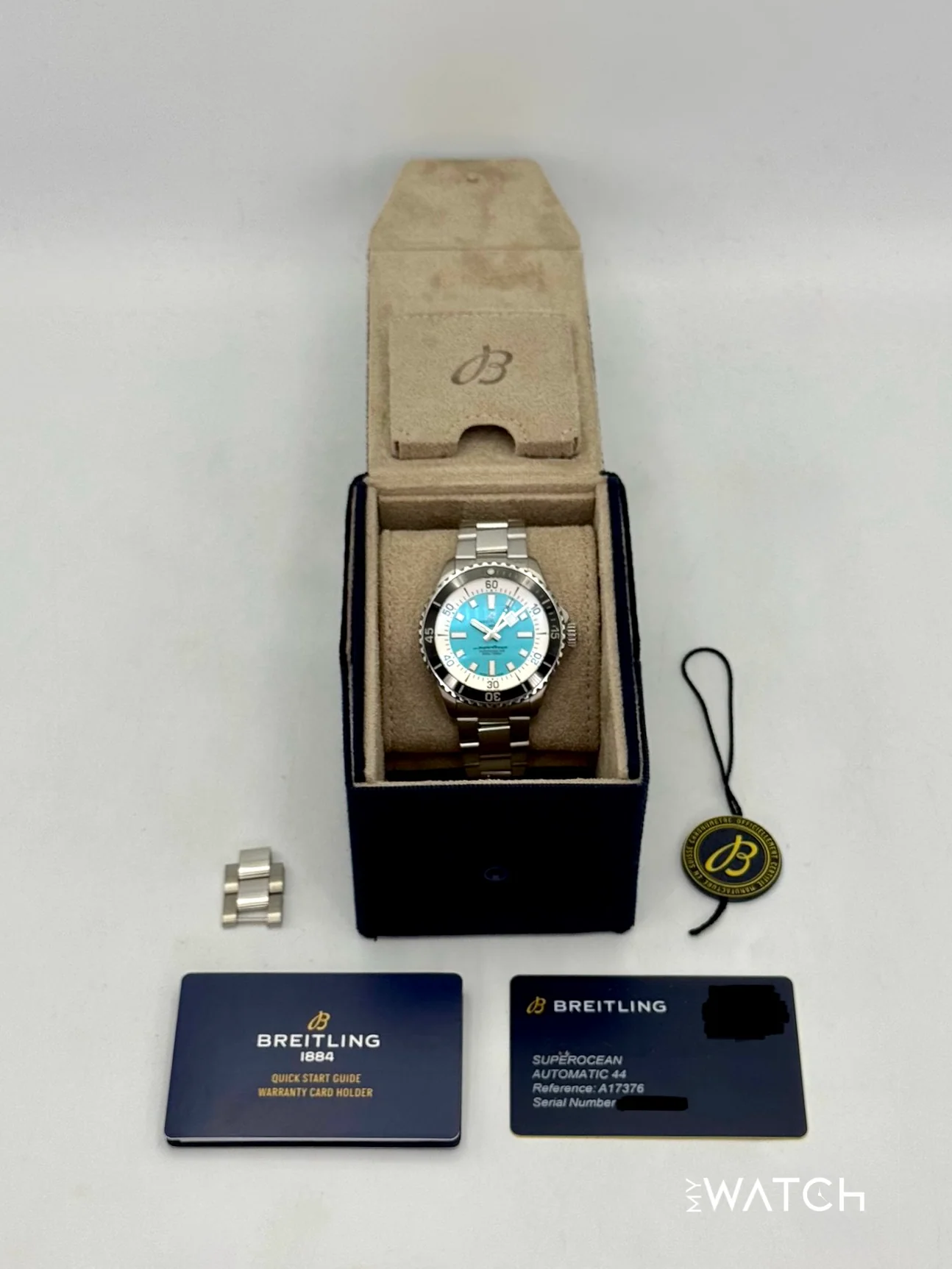 2025 Breitling Superocean Automatic 44mm A17376 Stainless Steel Turquoise Dial - Image 10