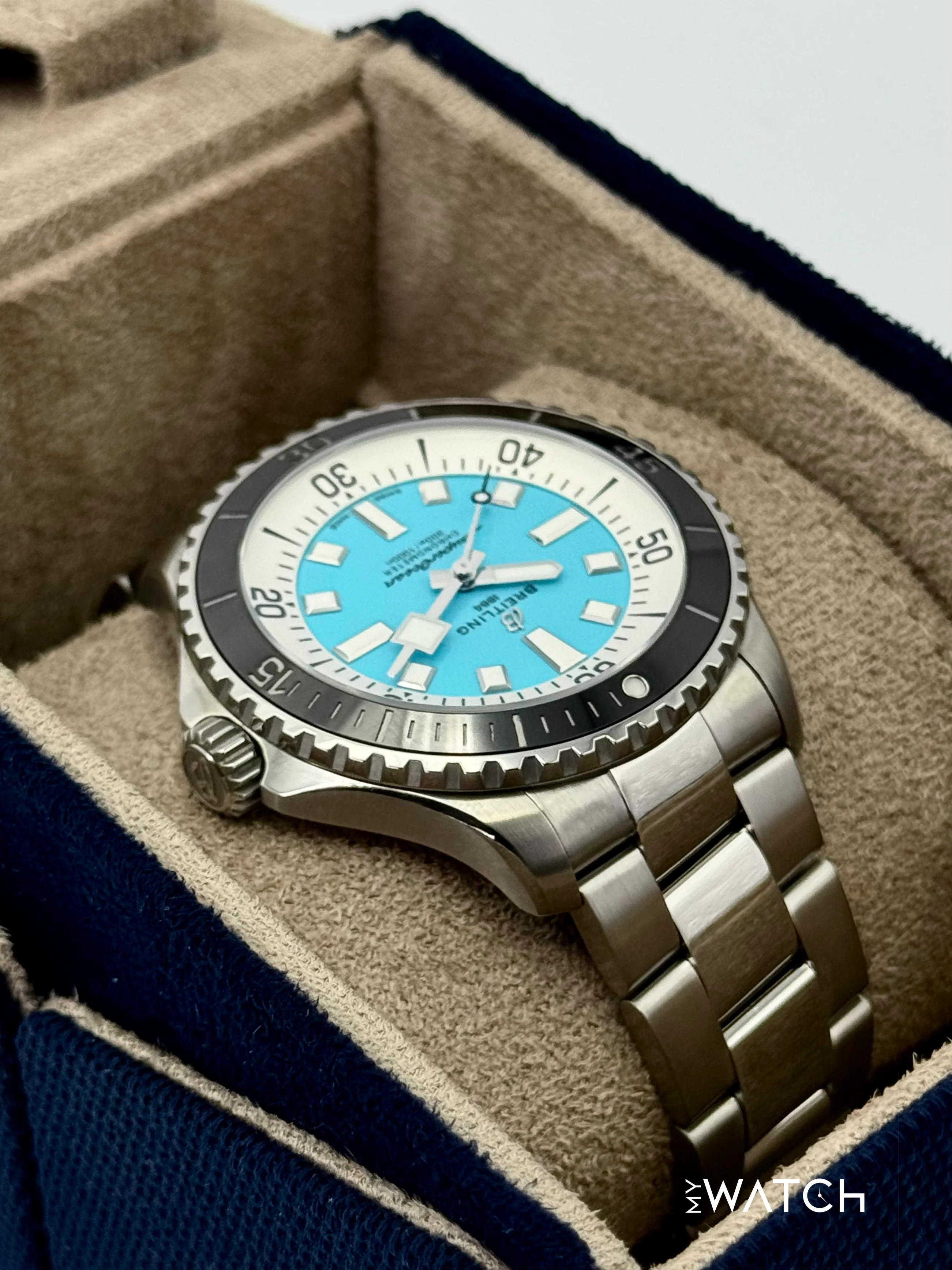 2025 Breitling Superocean Automatic 44mm A17376 Stainless Steel Turquoise Dial - Image 8