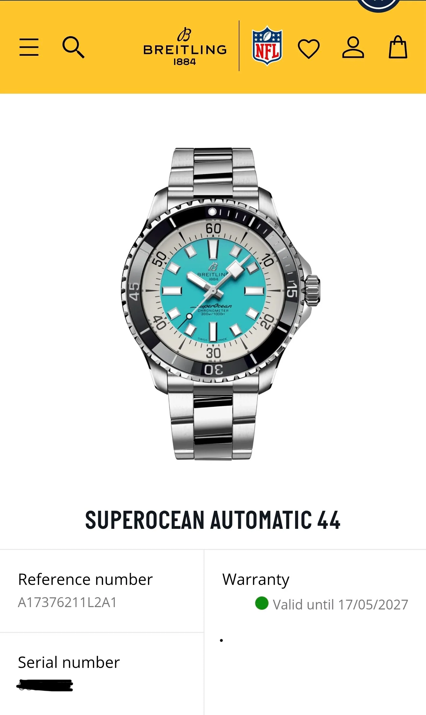 2025 Breitling Superocean Automatic 44mm A17376 Stainless Steel Turquoise Dial - Image 9