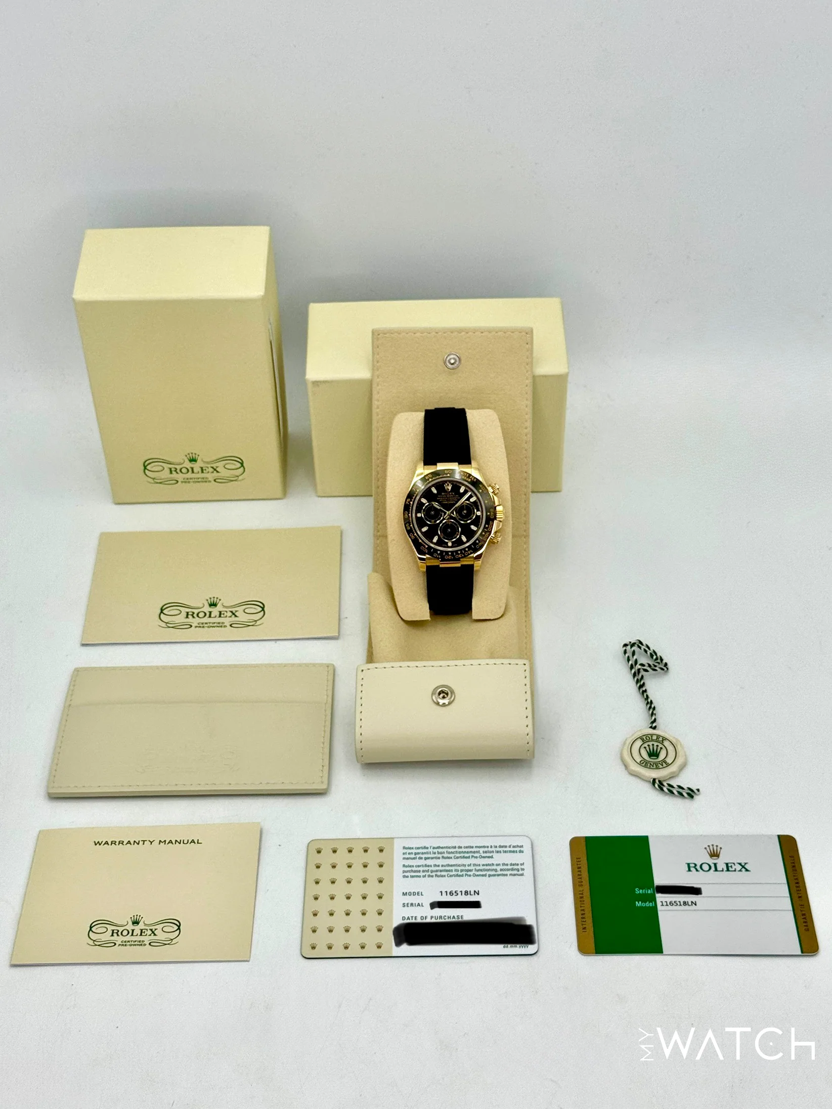 2025 CPO Rolex Daytona 40mm 116518LN Yellow Gold Oysterflex Black Dial (CPO) - Image 8