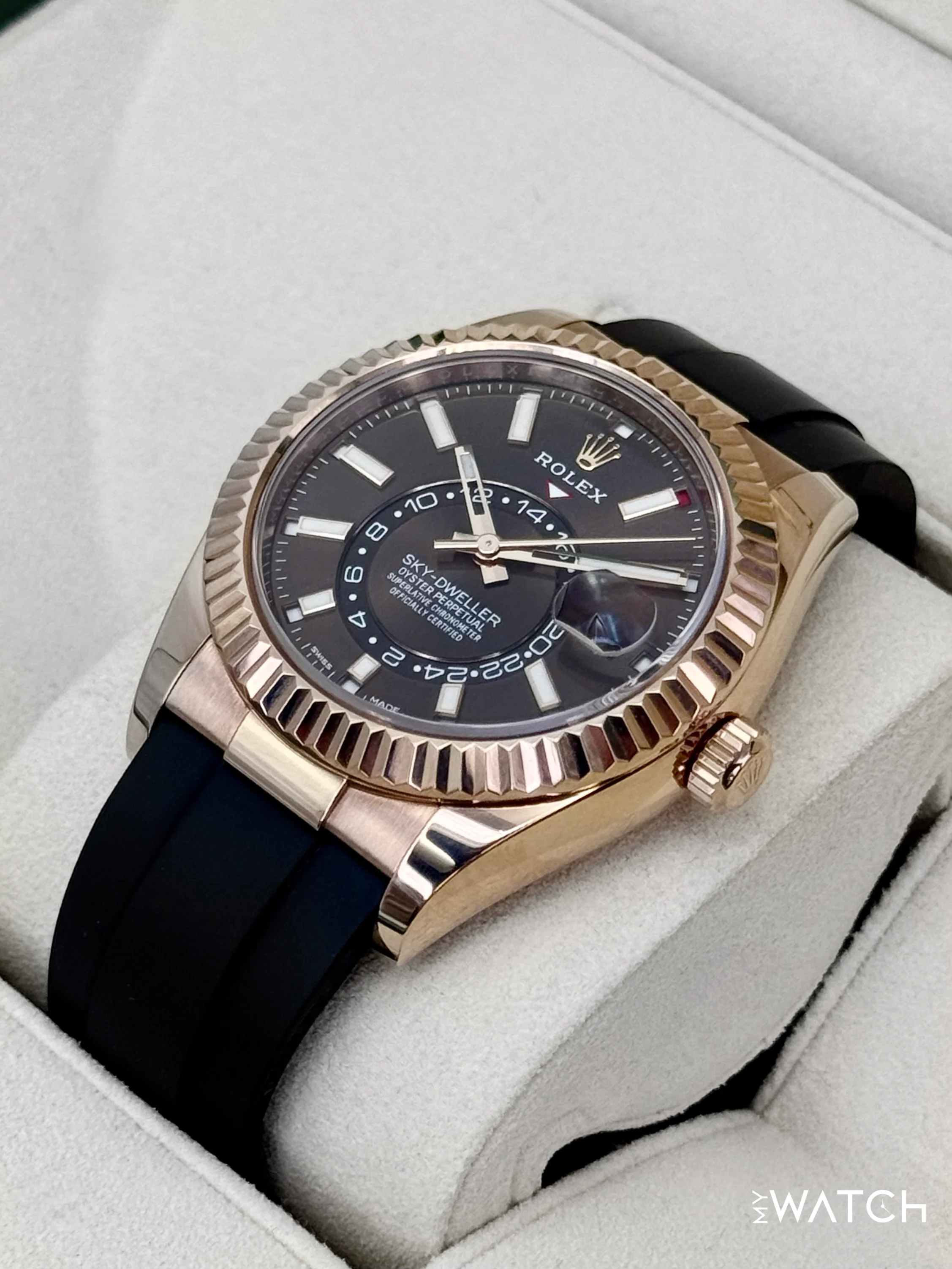2025 CPO Rolex Sky-Dweller 42mm 326235 Rose Gold Oysterflex Chocolate Dial (CPO) - Image 5