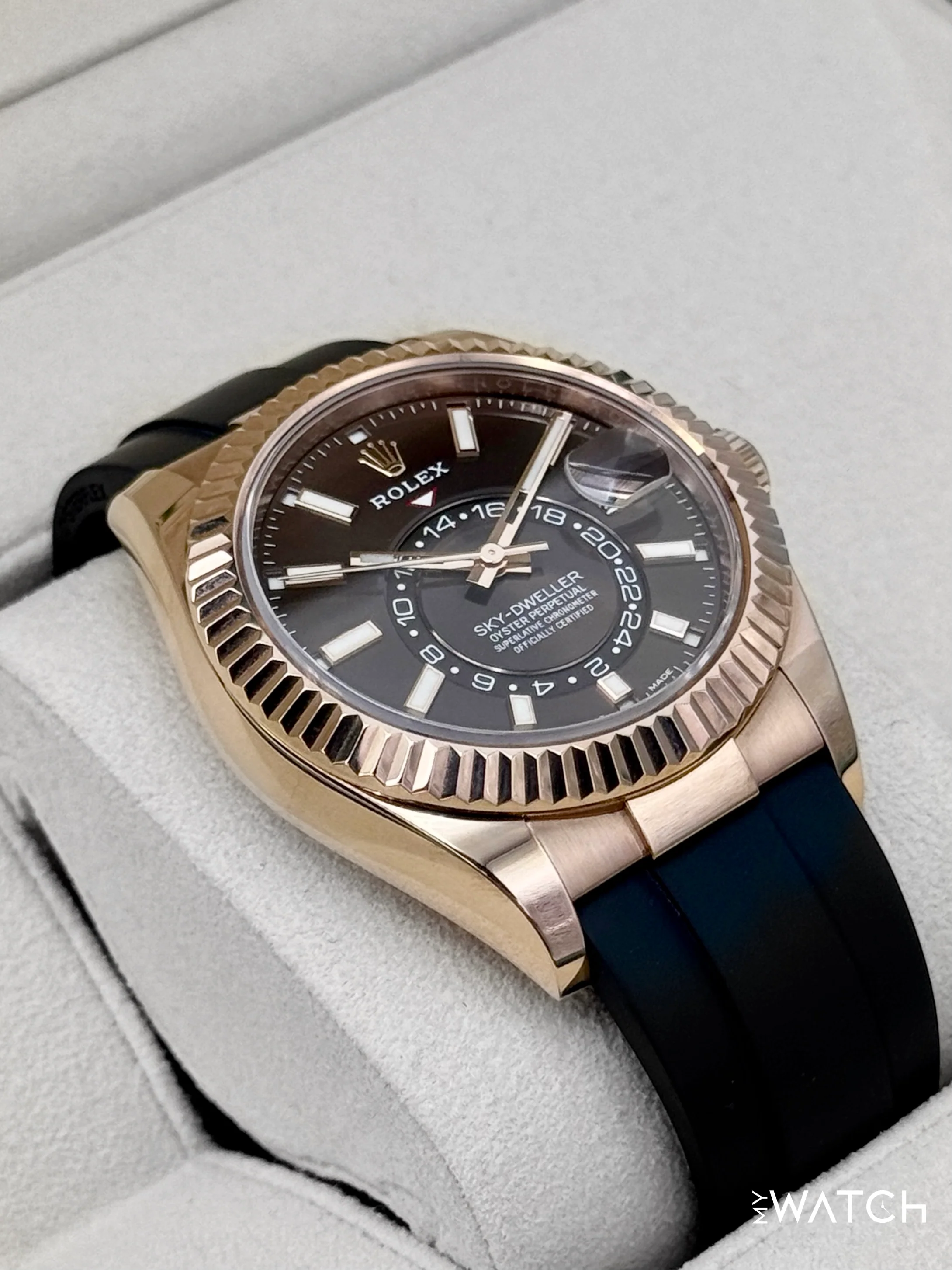 2025 CPO Rolex Sky-Dweller 42mm 326235 Rose Gold Oysterflex Chocolate Dial (CPO) - Image 6