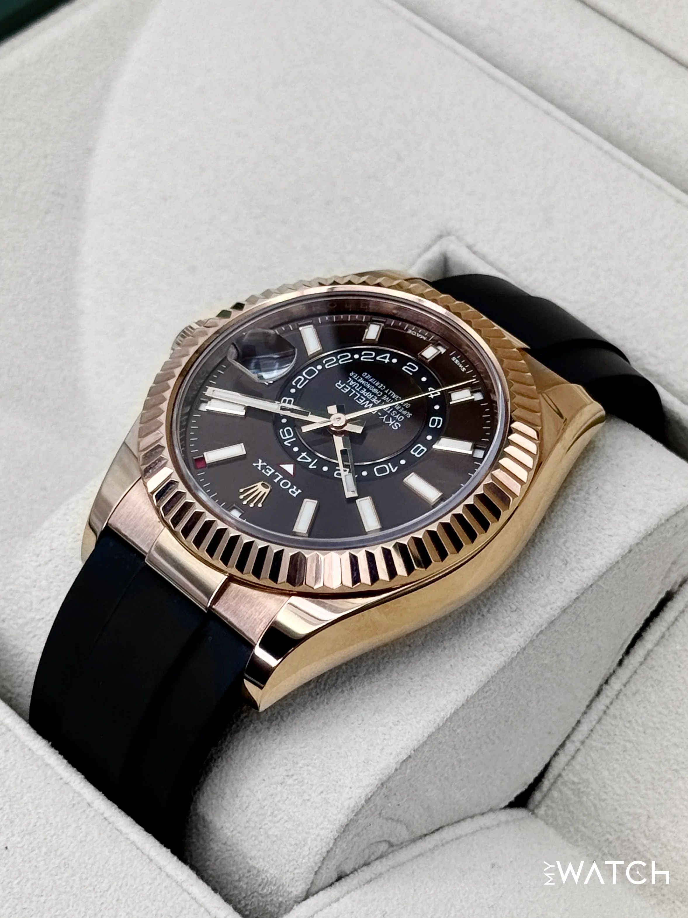 2025 CPO Rolex Sky-Dweller 42mm 326235 Rose Gold Oysterflex Chocolate Dial (CPO) - Image 7