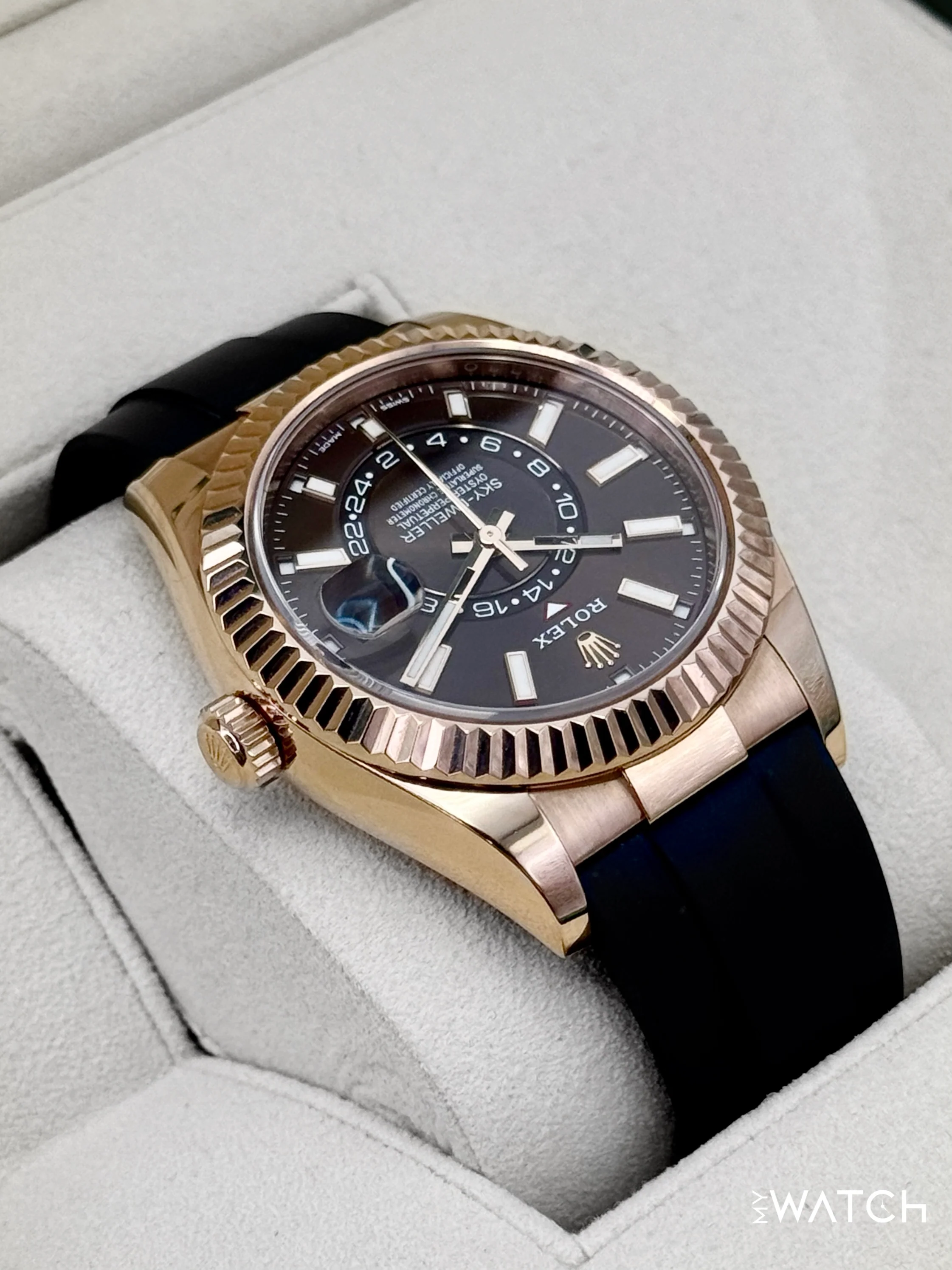 2025 CPO Rolex Sky-Dweller 42mm 326235 Rose Gold Oysterflex Chocolate Dial (CPO) - Image 8