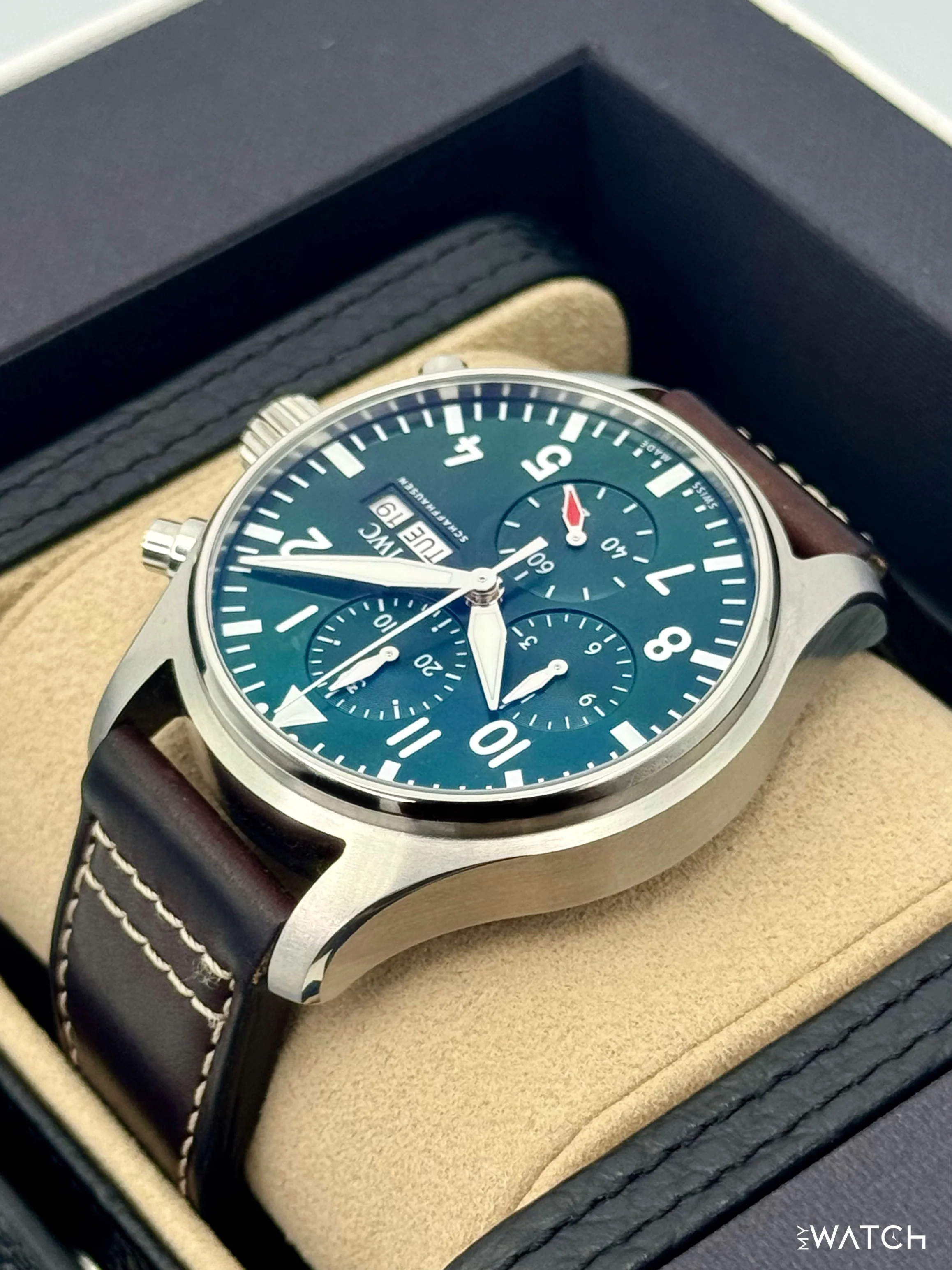 2025 IWC Pilot's Watch Chronograph 43mm IW378005 Stainless Steel Green Dial - Image 7