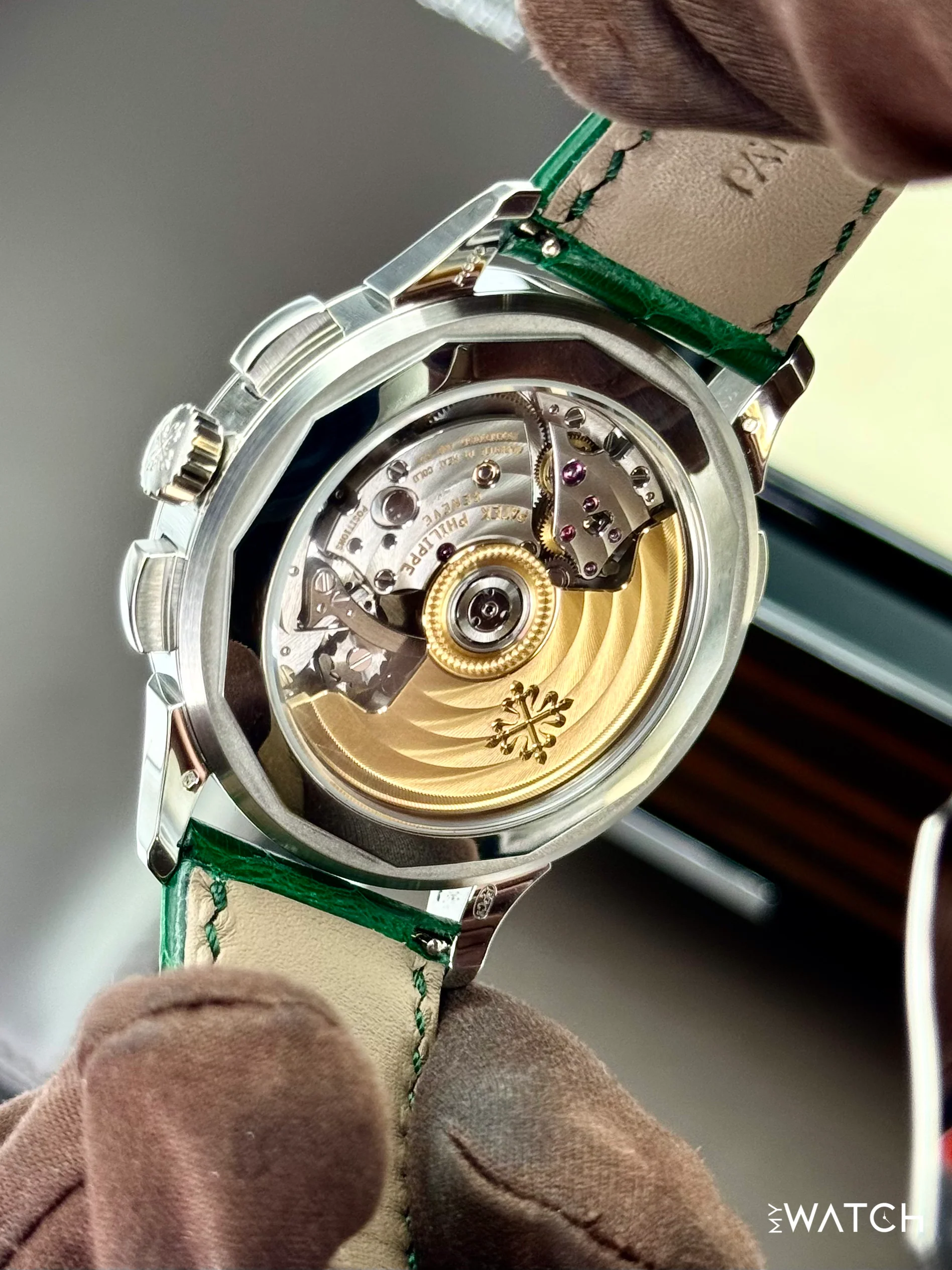 2025 Patek Philippe 5930P World Time Flyback Chronograph Platinum Green Dial - Image 9