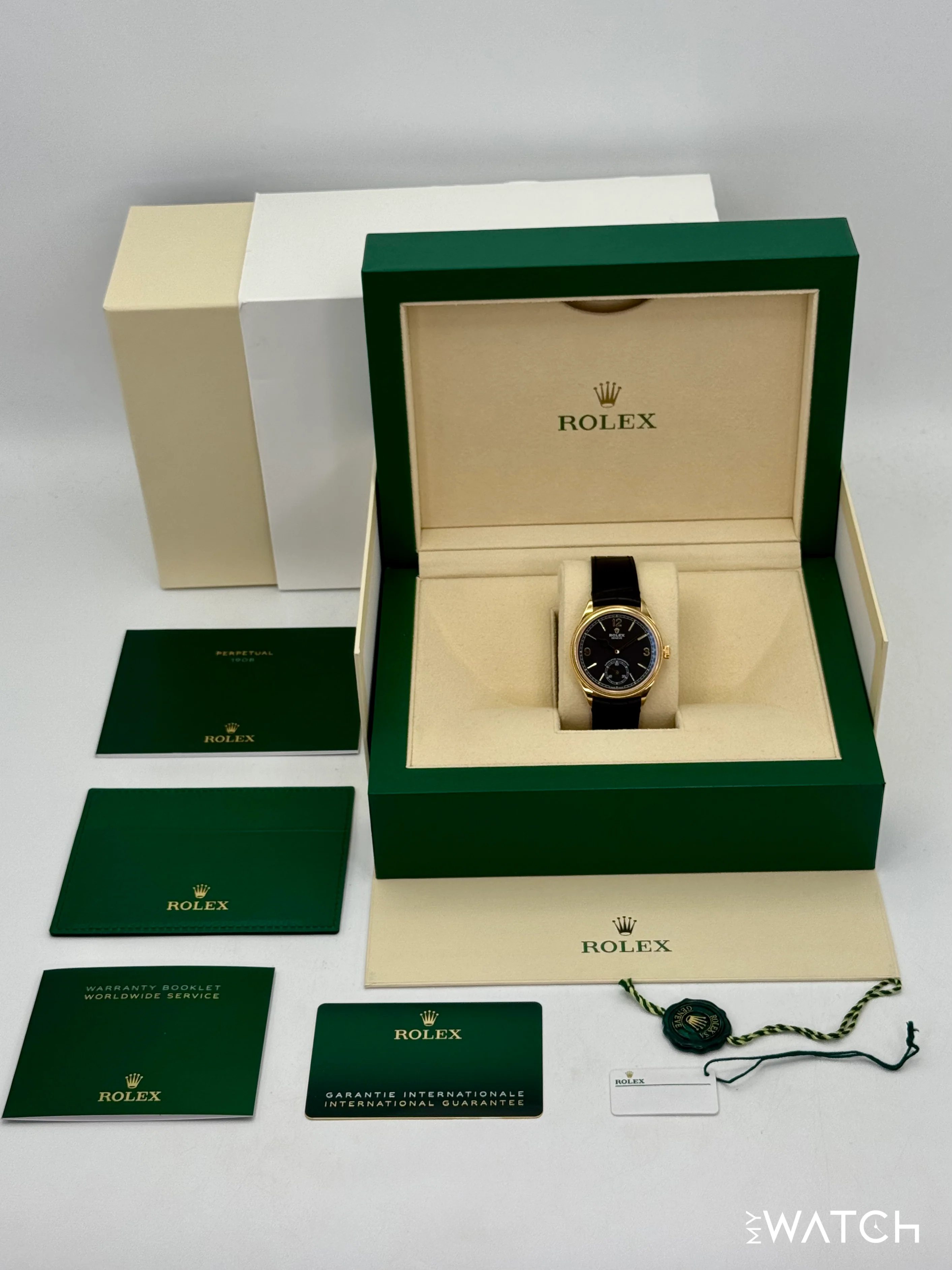 2025 Rolex 1908 39mm 52508 Yellow Gold Black Dial - Image 11