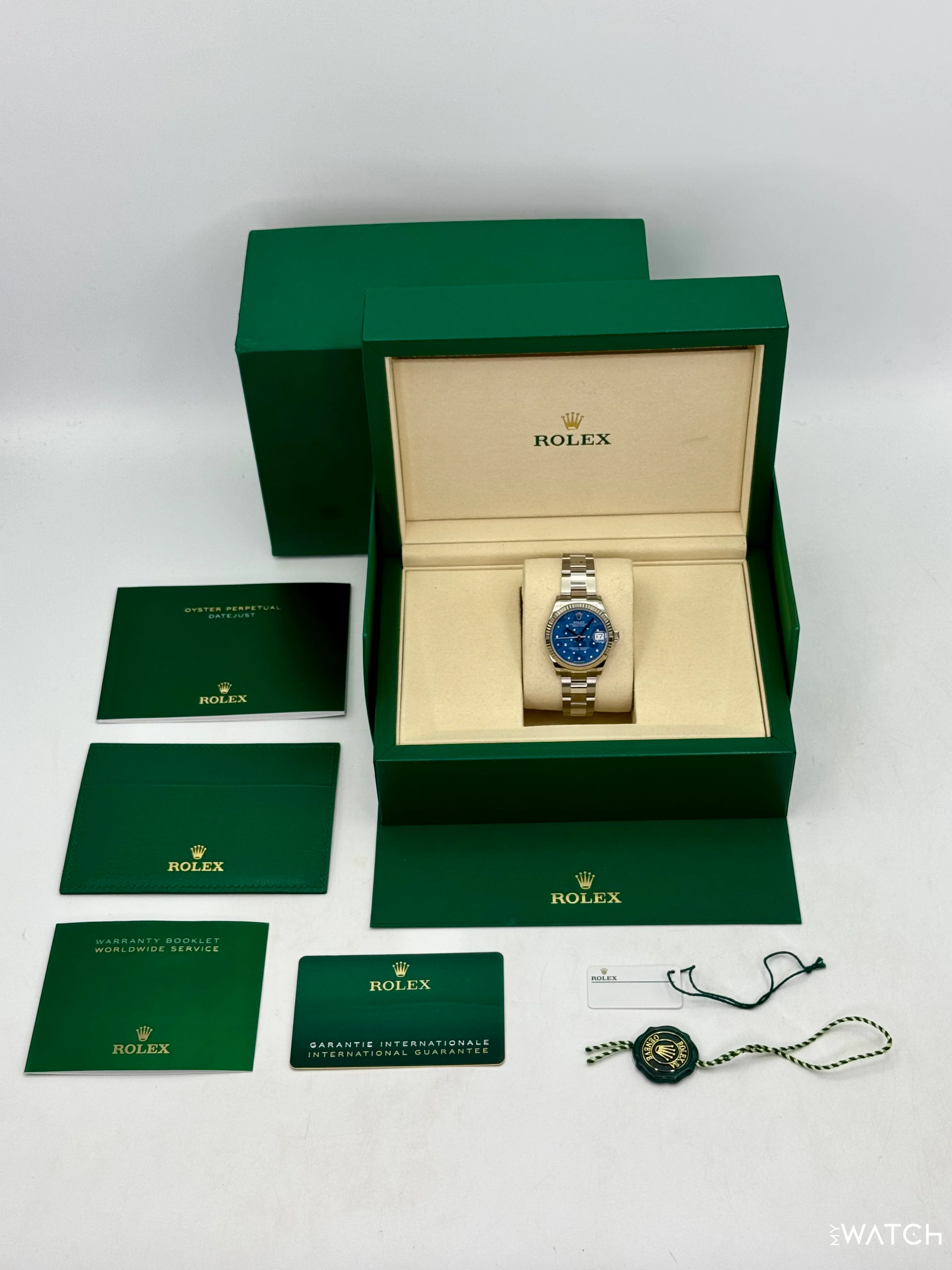 2025 Rolex Lady Datejust 31mm 278274 Stainless Steel Oyster Azzuro Blue Floral Dial - Image 10