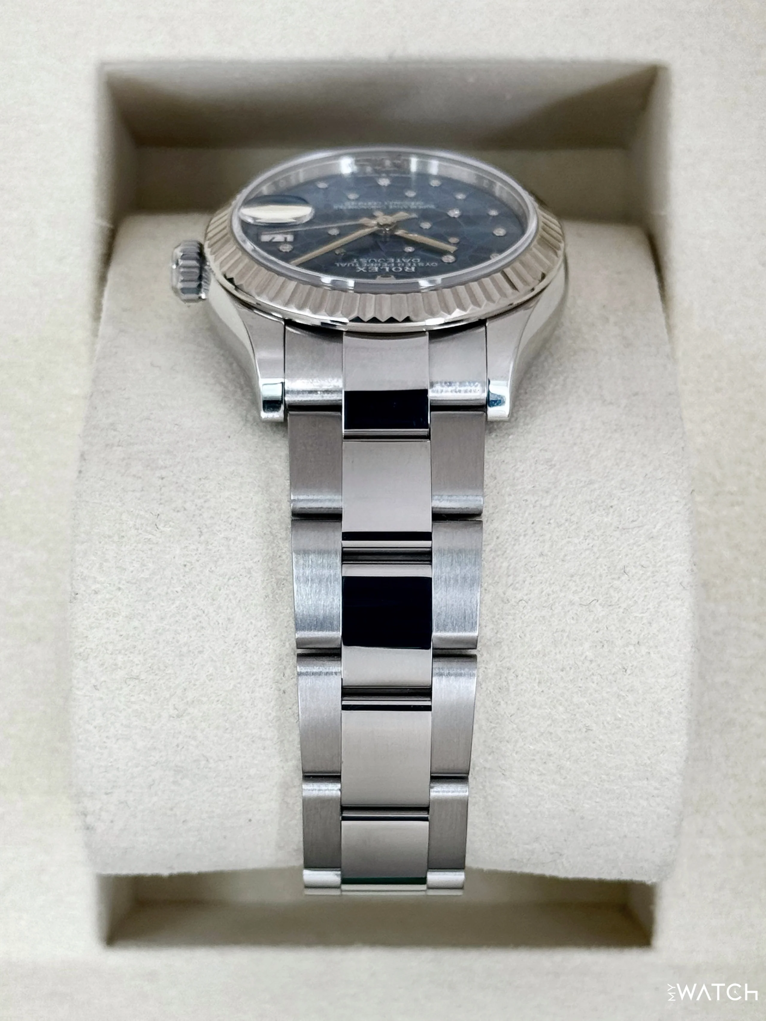 2025 Rolex Lady Datejust 31mm 278274 Stainless Steel Oyster Azzuro Blue Floral Dial - Image 4