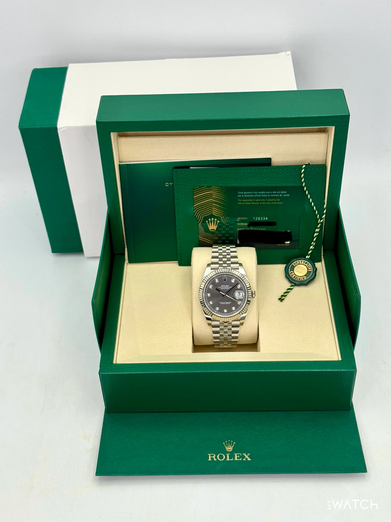 2025 Rolex Datejust 41mm 126334 Stainless Steel Jubilee Rhodium Diamond Dial - Image 9