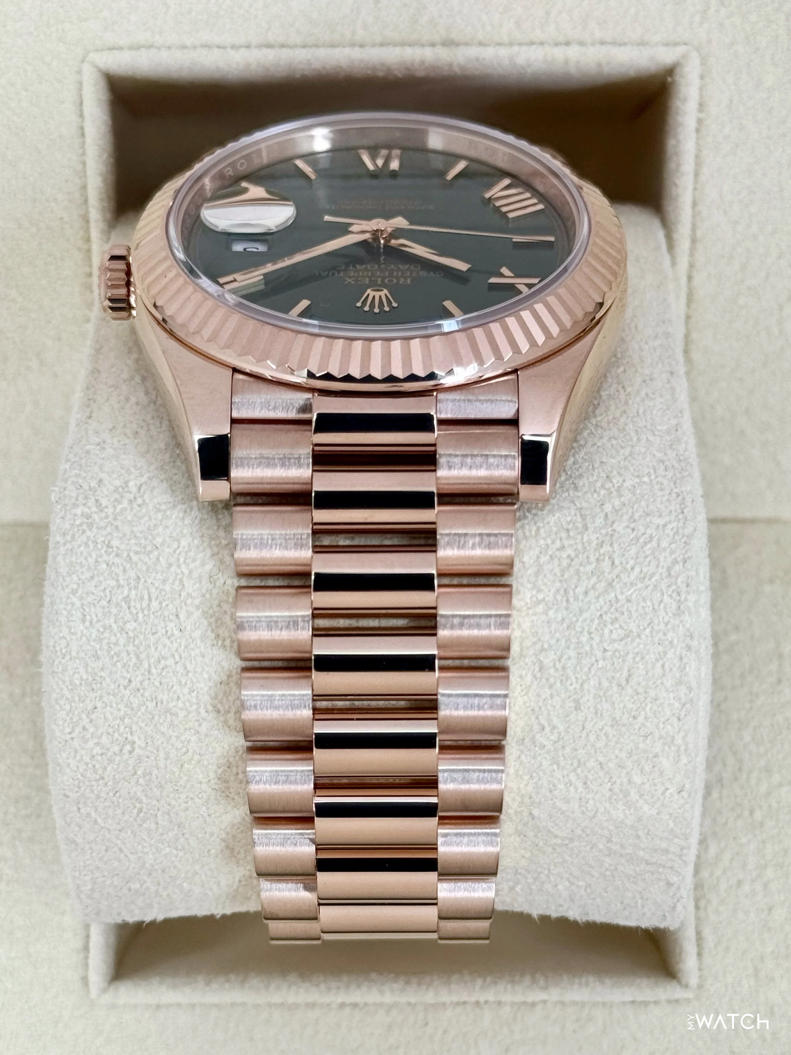 2025 Rolex Day-Date 40mm 228235 Presidential Rose Gold Olive Dial - Image 4