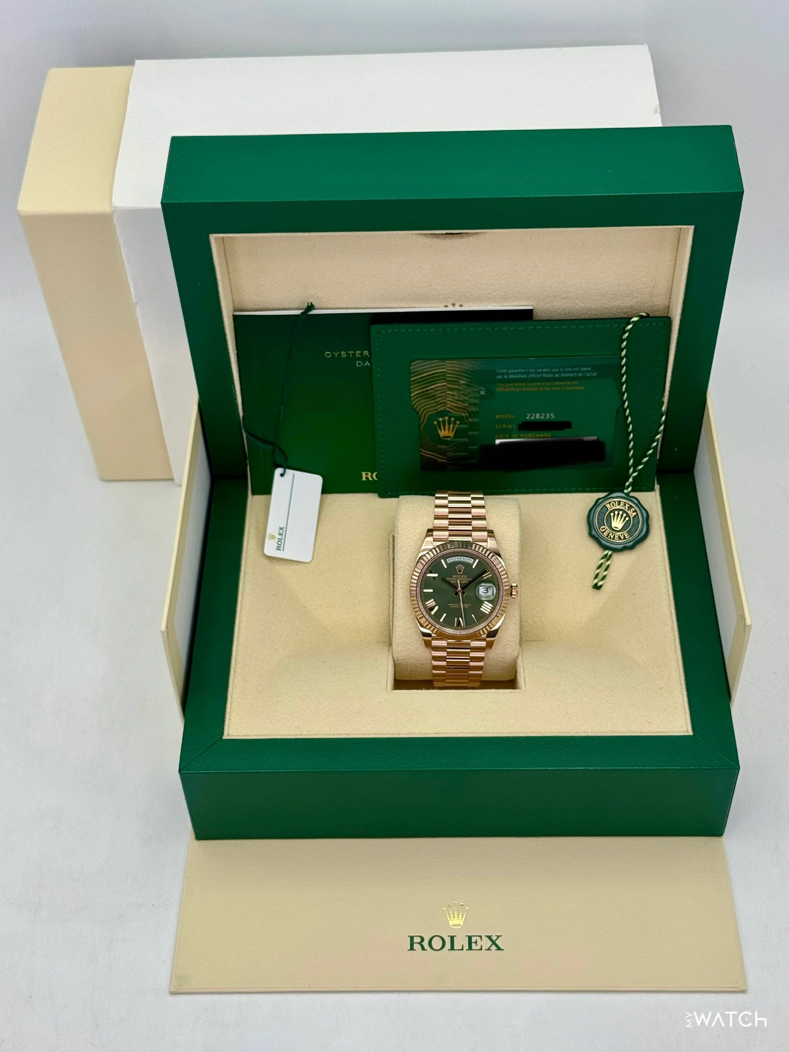 2025 Rolex Day-Date 40mm 228235 Presidential Rose Gold Olive Dial - Image 9