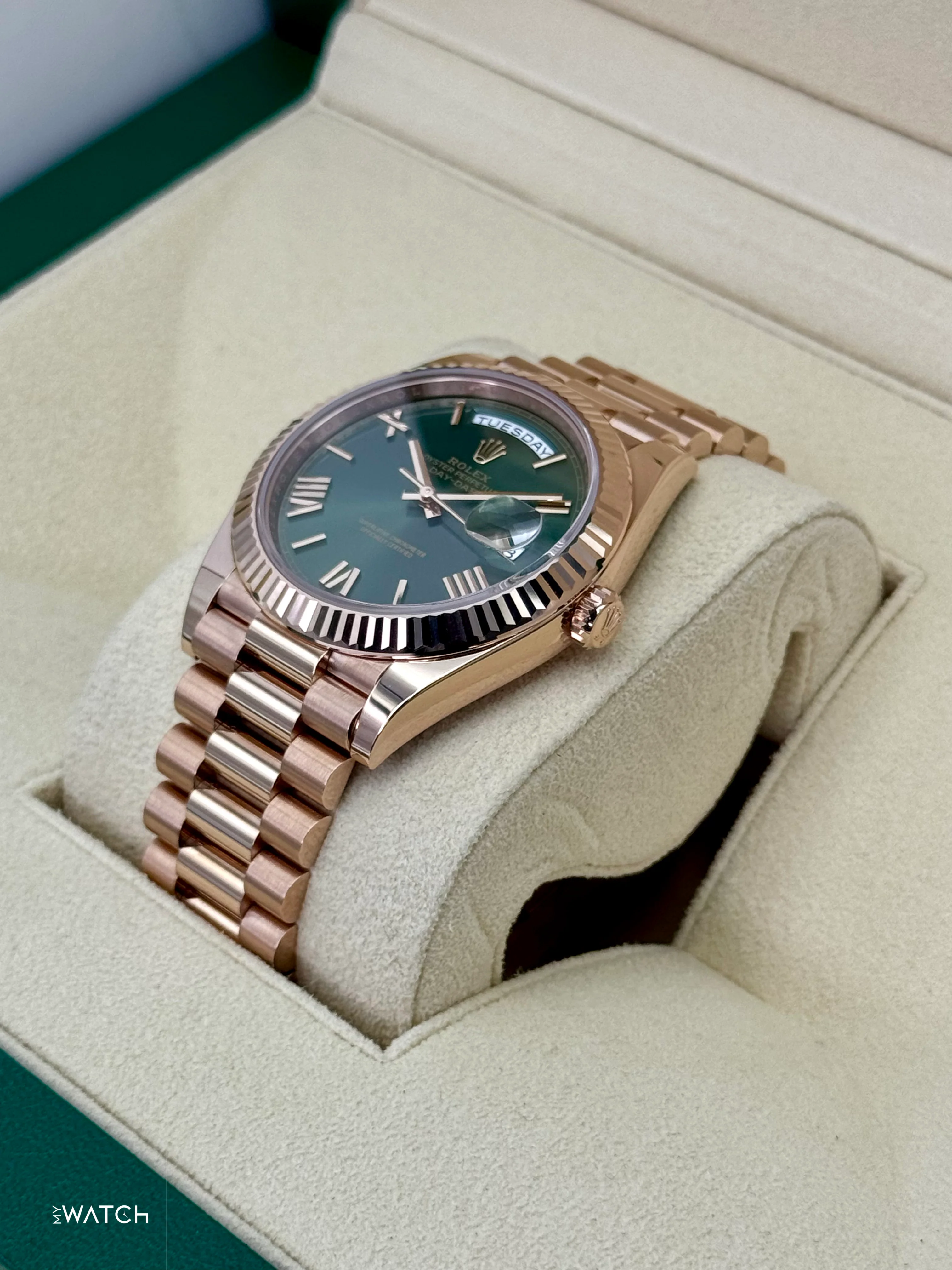 2025 Rolex Day-Date 40mm 228235 Presidential Rose Gold Olive Dial - Image 5