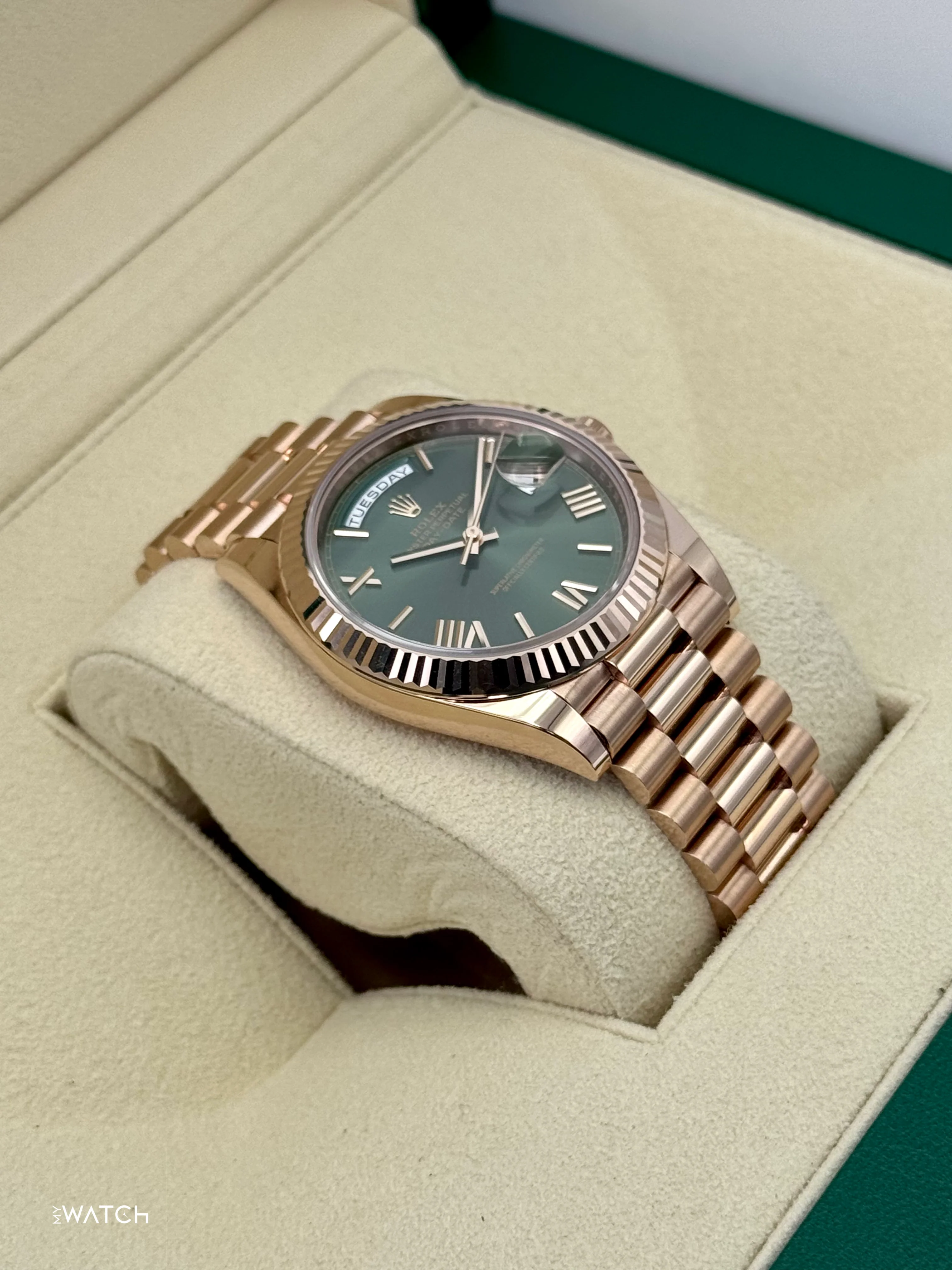 2025 Rolex Day-Date 40mm 228235 Presidential Rose Gold Olive Dial - Image 6