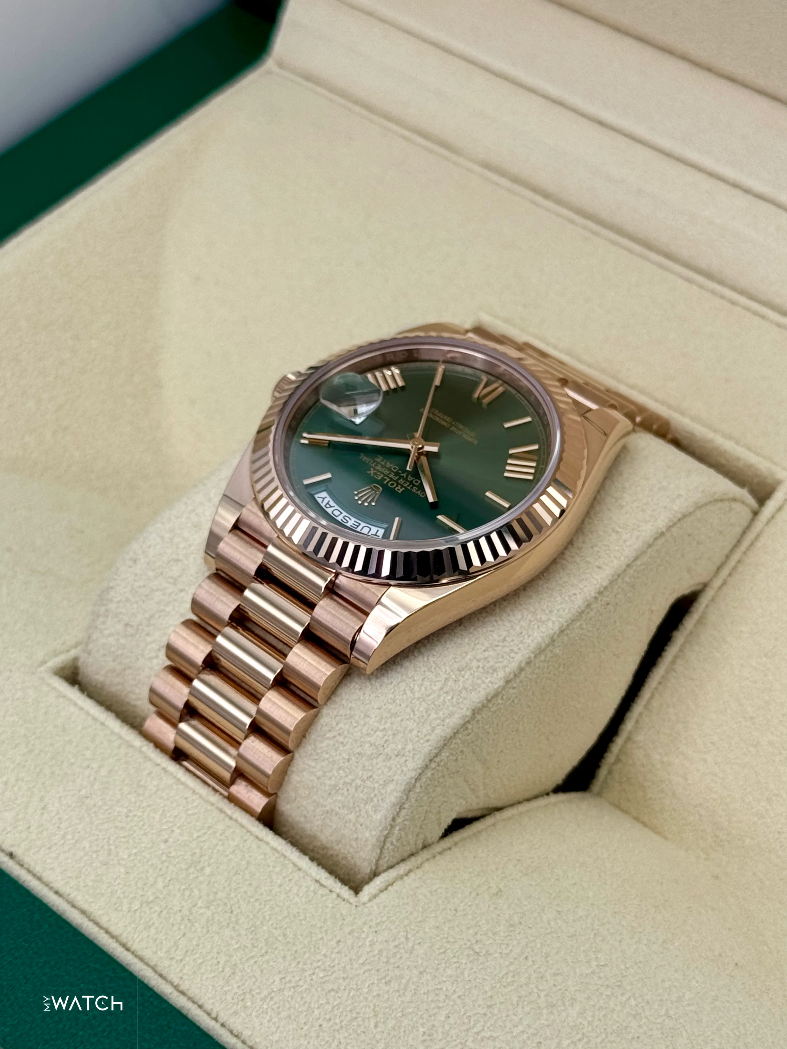 2025 Rolex Day-Date 40mm 228235 Presidential Rose Gold Olive Dial - Image 7
