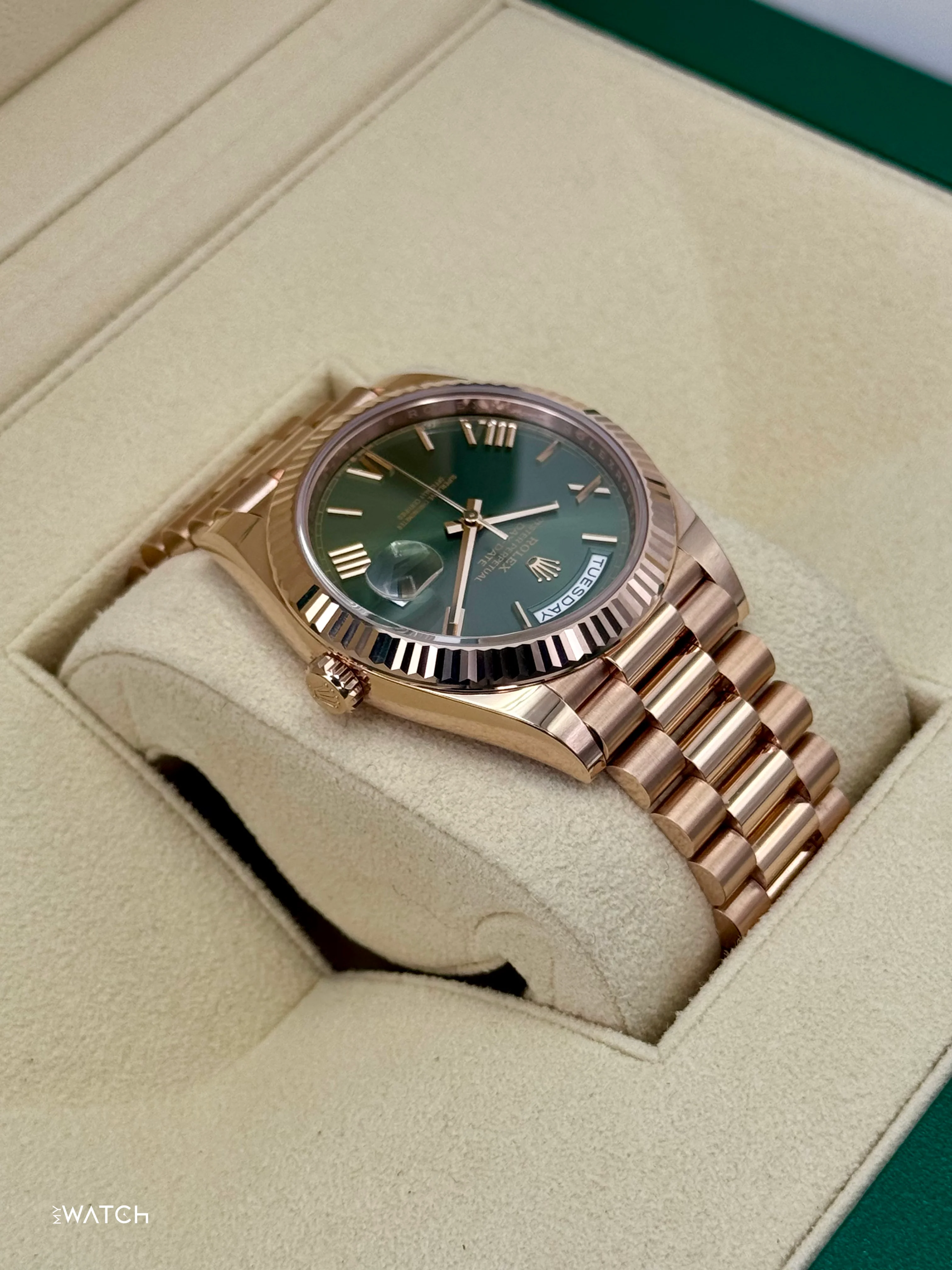 2025 Rolex Day-Date 40mm 228235 Presidential Rose Gold Olive Dial - Image 8
