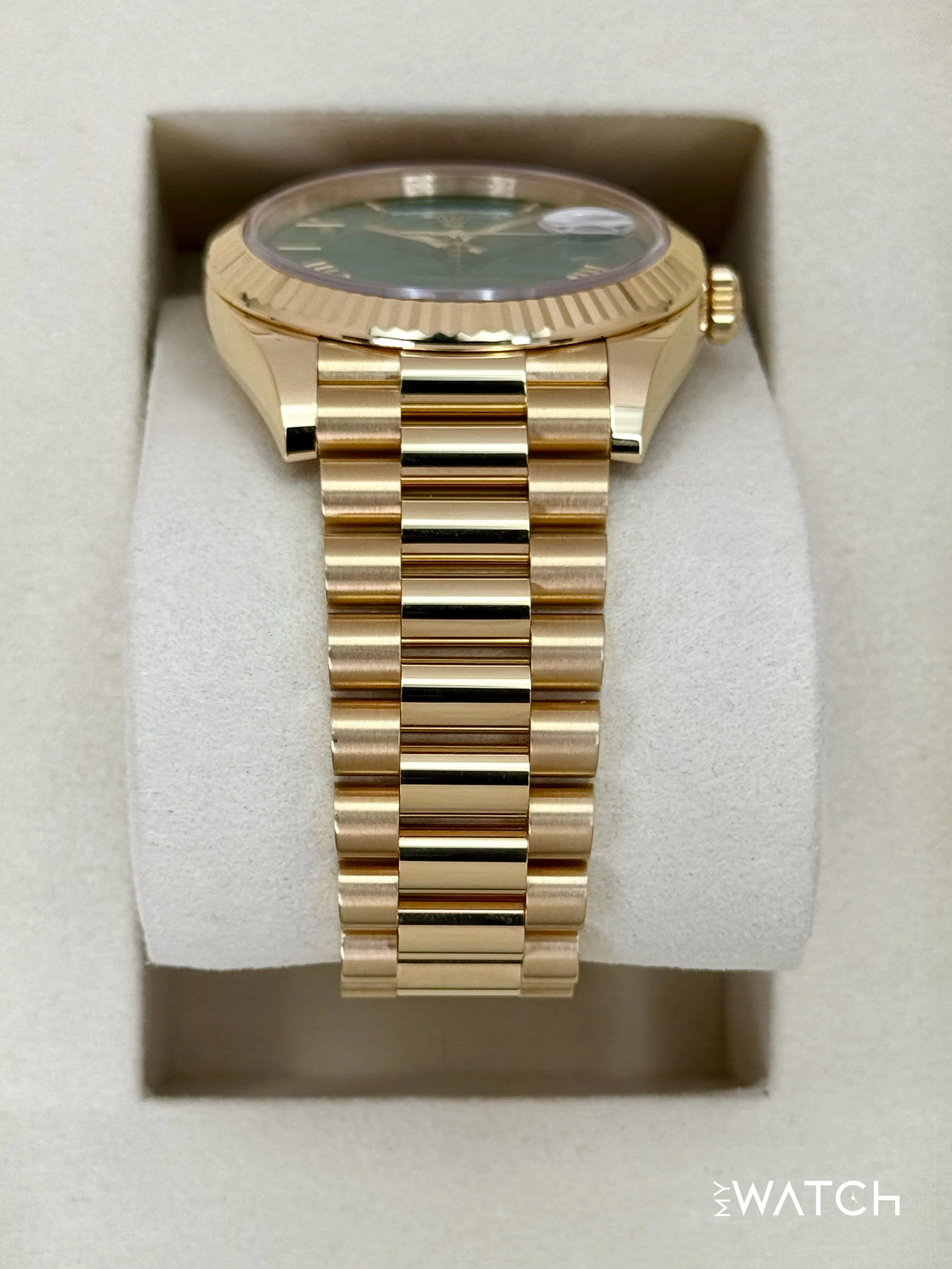 2025 Rolex Day-Date 40mm 228238 Presidential Yellow Gold Green Dial - Image 3