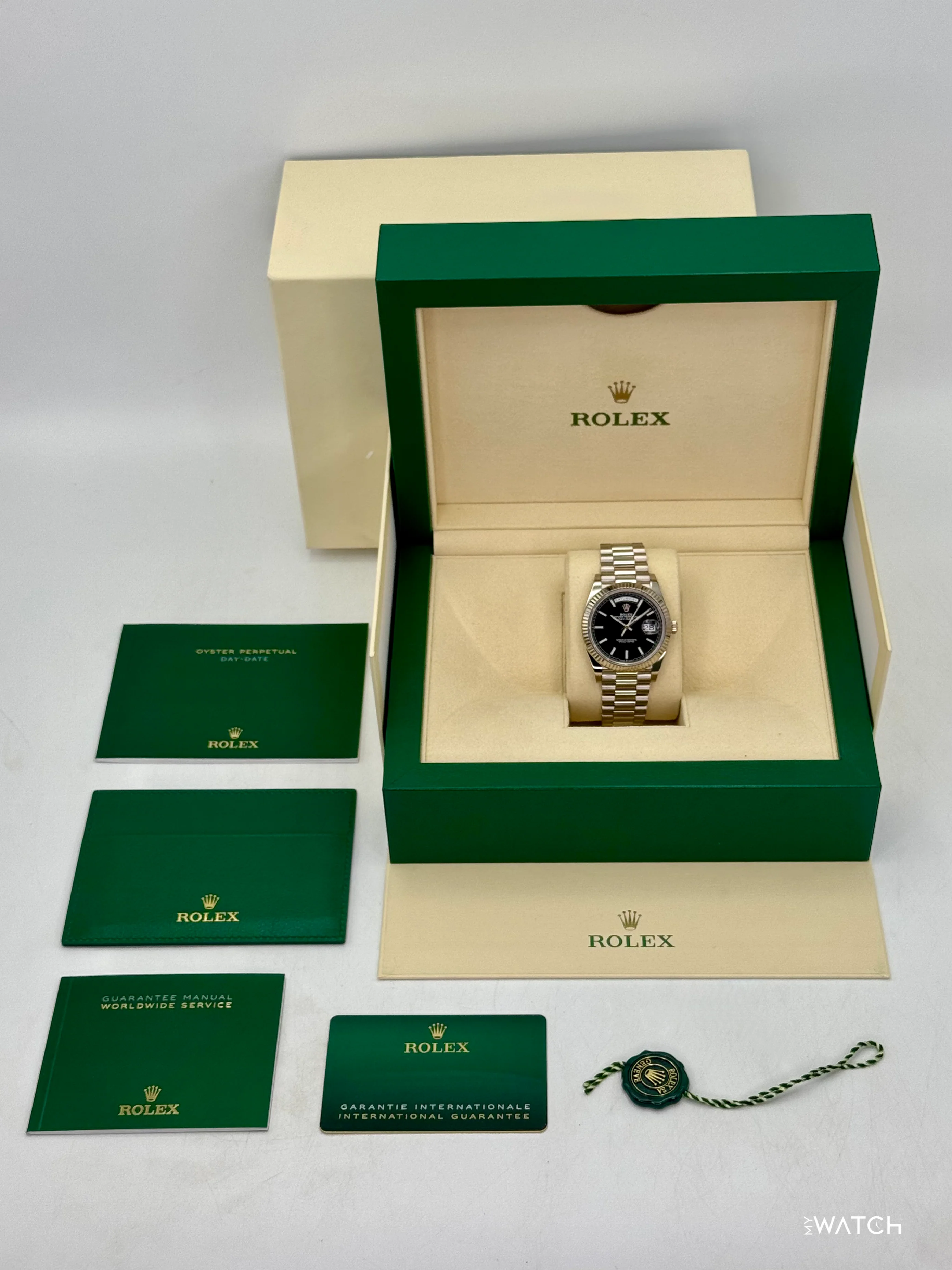 2025 Rolex Day-Date 40mm 228239 Presidential 18kt White Gold Black Dial - Image 10