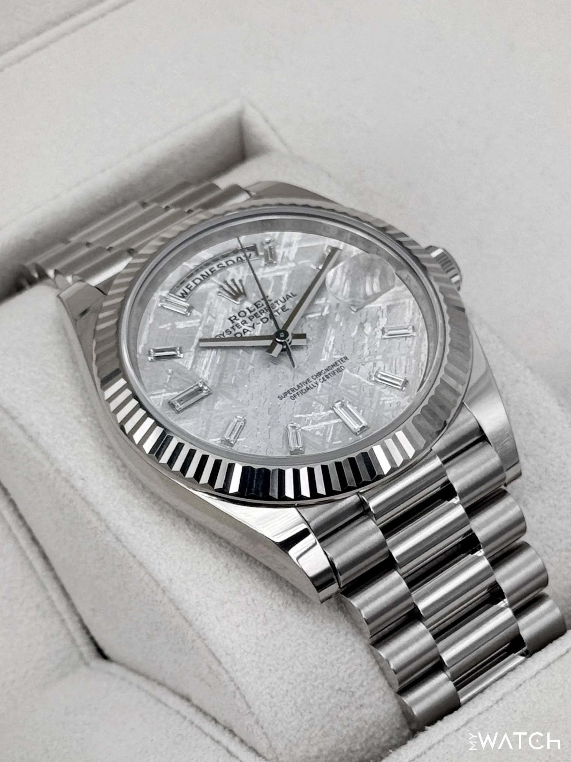2025 Rolex Day-Date 40mm 228239 Presidential White Gold Meteorite Diamond Dial - Image 6