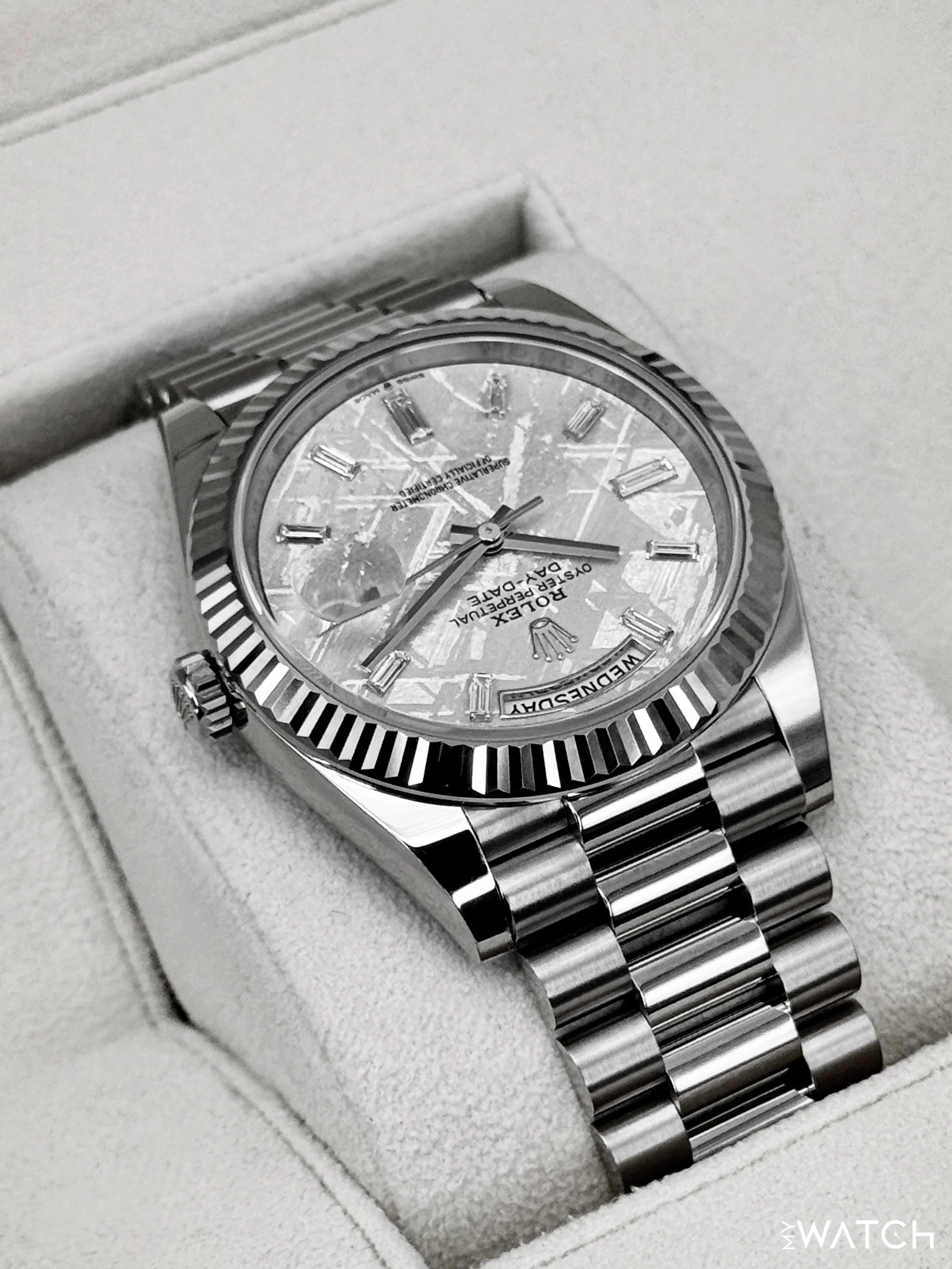 2025 Rolex Day-Date 40mm 228239 Presidential White Gold Meteorite Diamond Dial - Image 8