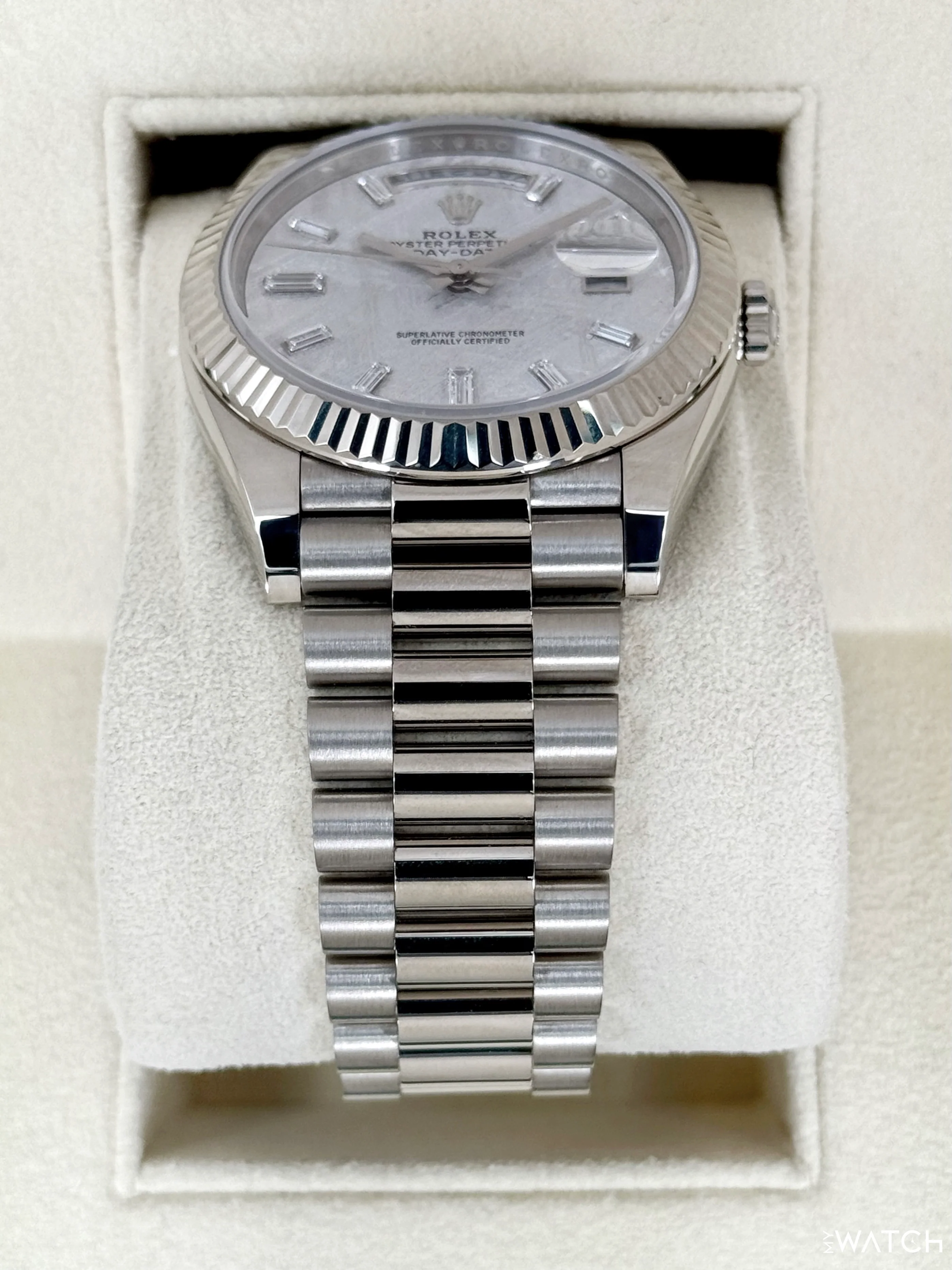 2025 Rolex Day-Date 40mm 228239 Presidential White Gold Meteorite Diamond Dial - Image 3