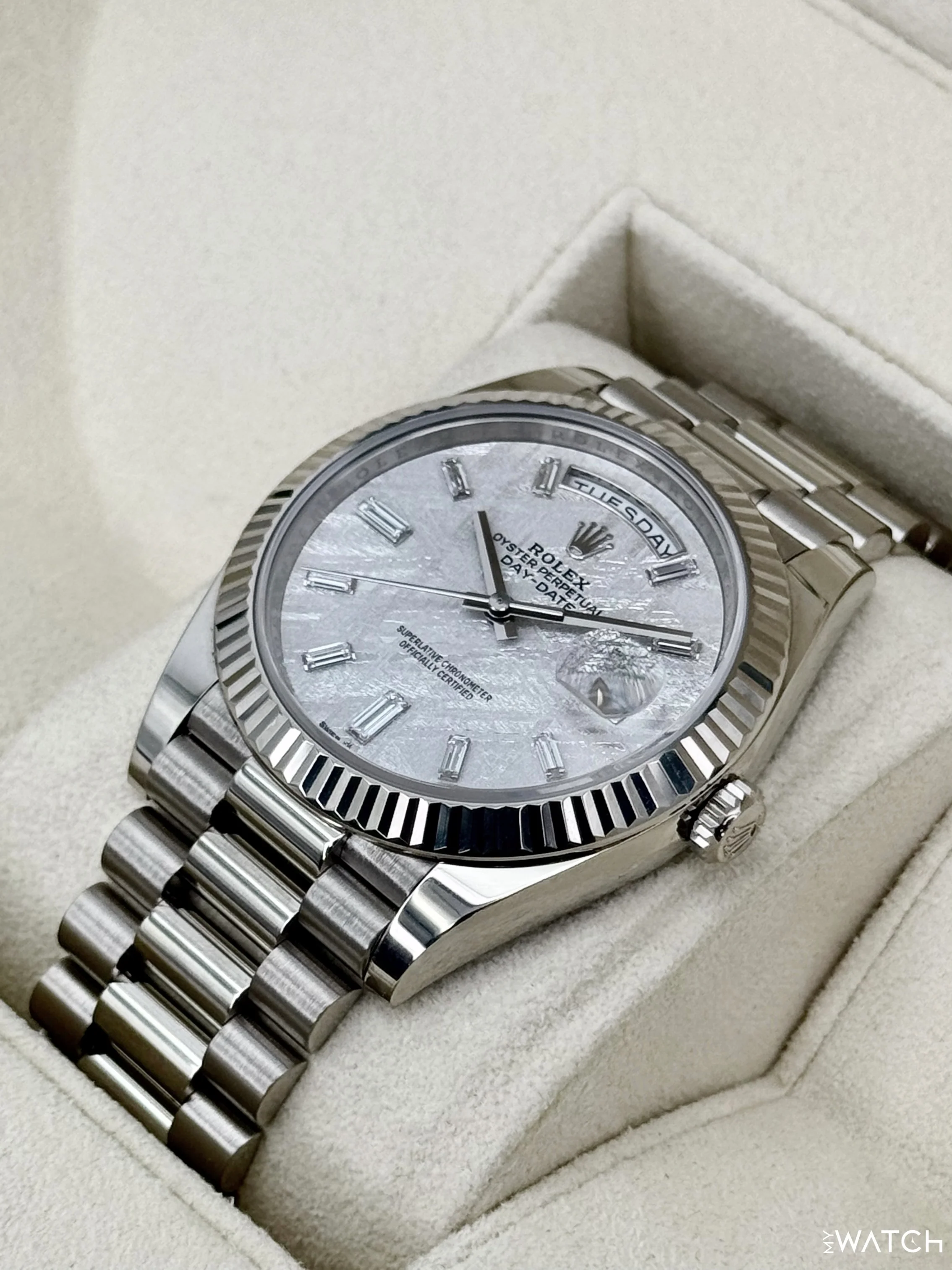 2025 Rolex Day-Date 40mm 228239 Presidential White Gold Meteorite Diamond Dial - Image 5