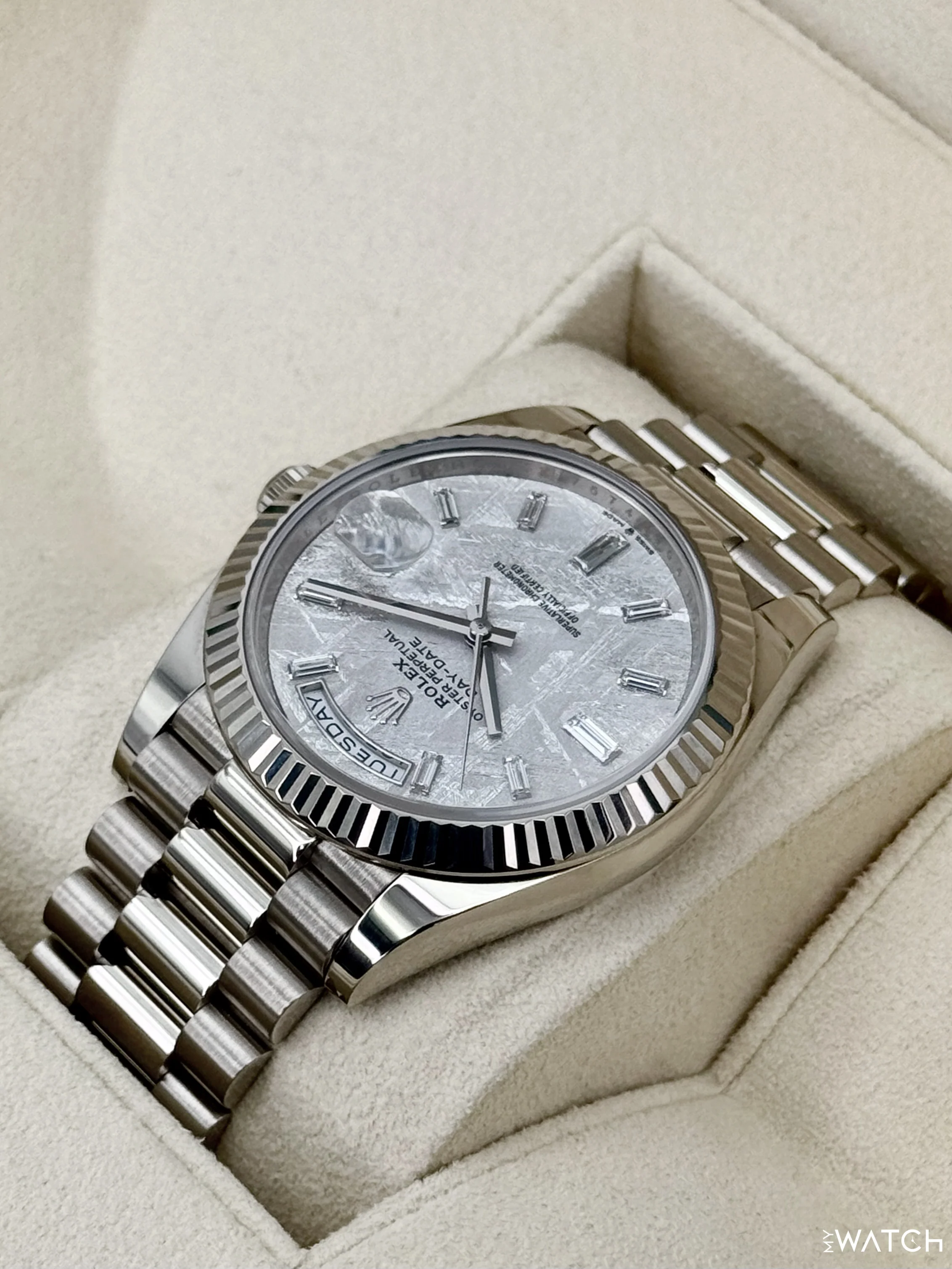 2025 Rolex Day-Date 40mm 228239 Presidential White Gold Meteorite Diamond Dial - Image 7