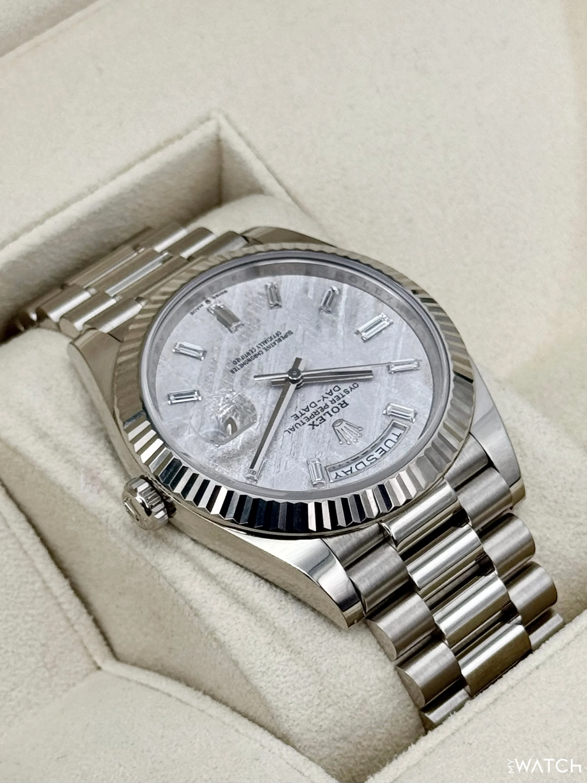 2025 Rolex Day-Date 40mm 228239 Presidential White Gold Meteorite Diamond Dial - Image 8