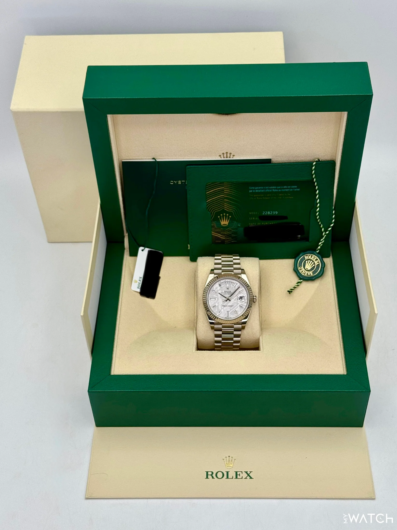 2025 Rolex Day-Date 40mm 228239 Presidential White Gold Meteorite Diamond Dial - Image 9